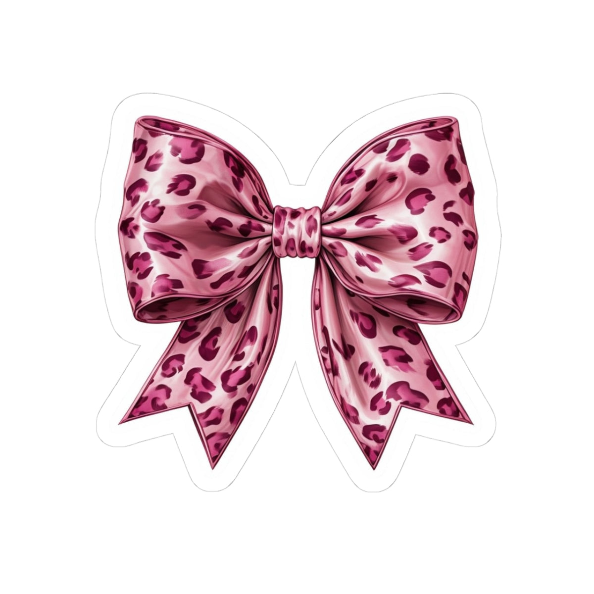 Pink Leopard Print Bow Kiss-Cut Stickers - Stylish Accessories for Laptops & Decor