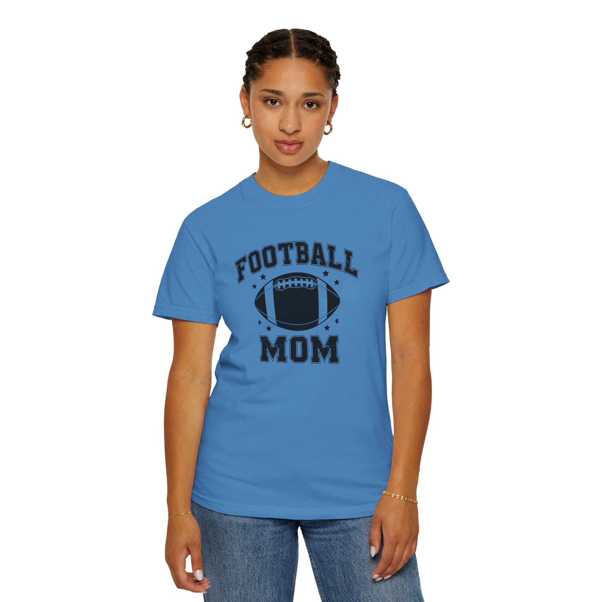 Football Mom T-Shirt, Unisex Garment-Dyed Tee for Game Day, Sports Mom Gift, Team Spirit Shirt, Casual Comfort Wear