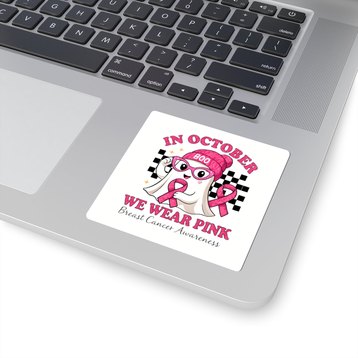 Breast Cancer Awareness Kiss-Cut Stickers, Cute Ghost, October Advocacy, Gift for Supporters, Pink Ribbon, Awareness Merchandise