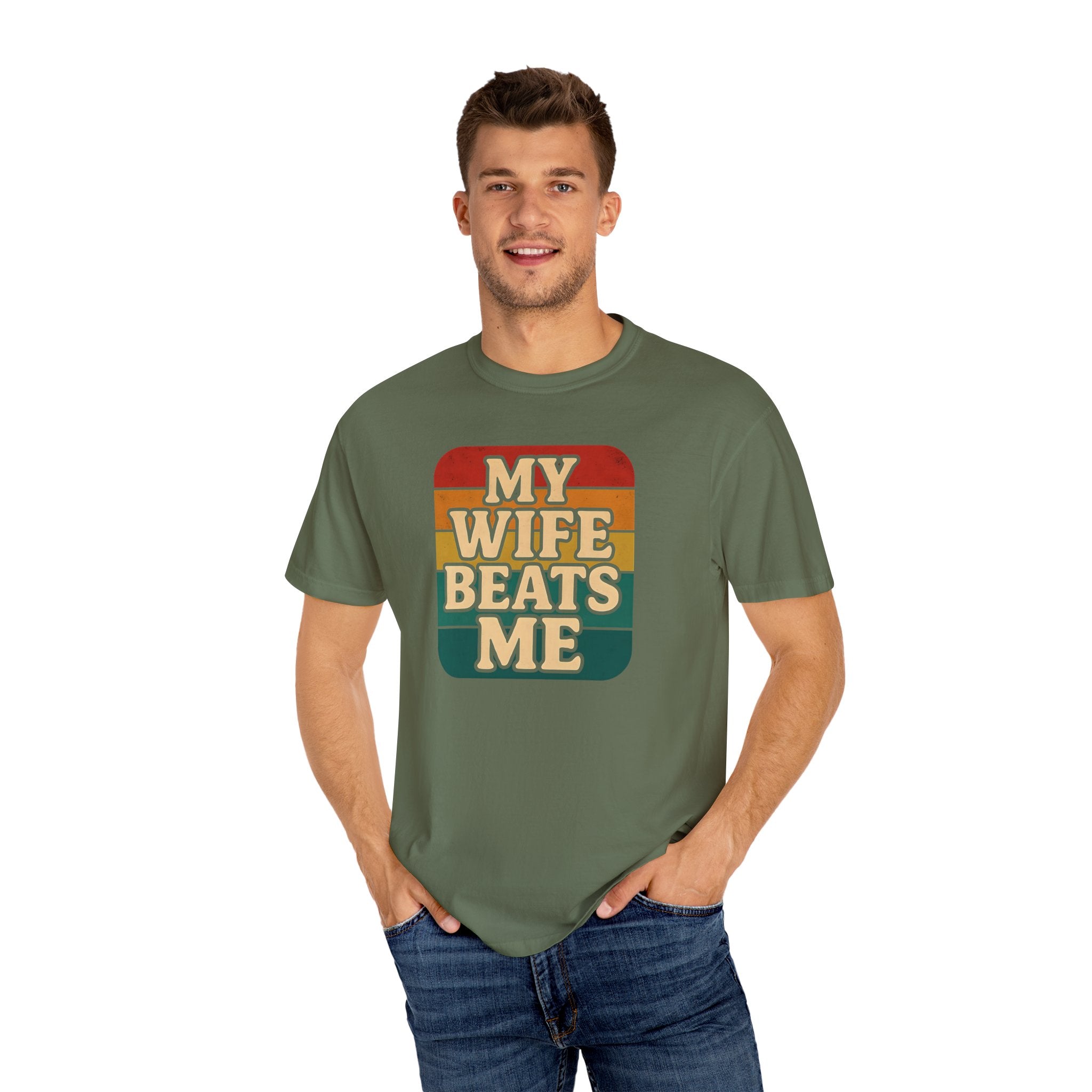 Humorous Unisex T-Shirt - 'My Wife Beats Me' Design