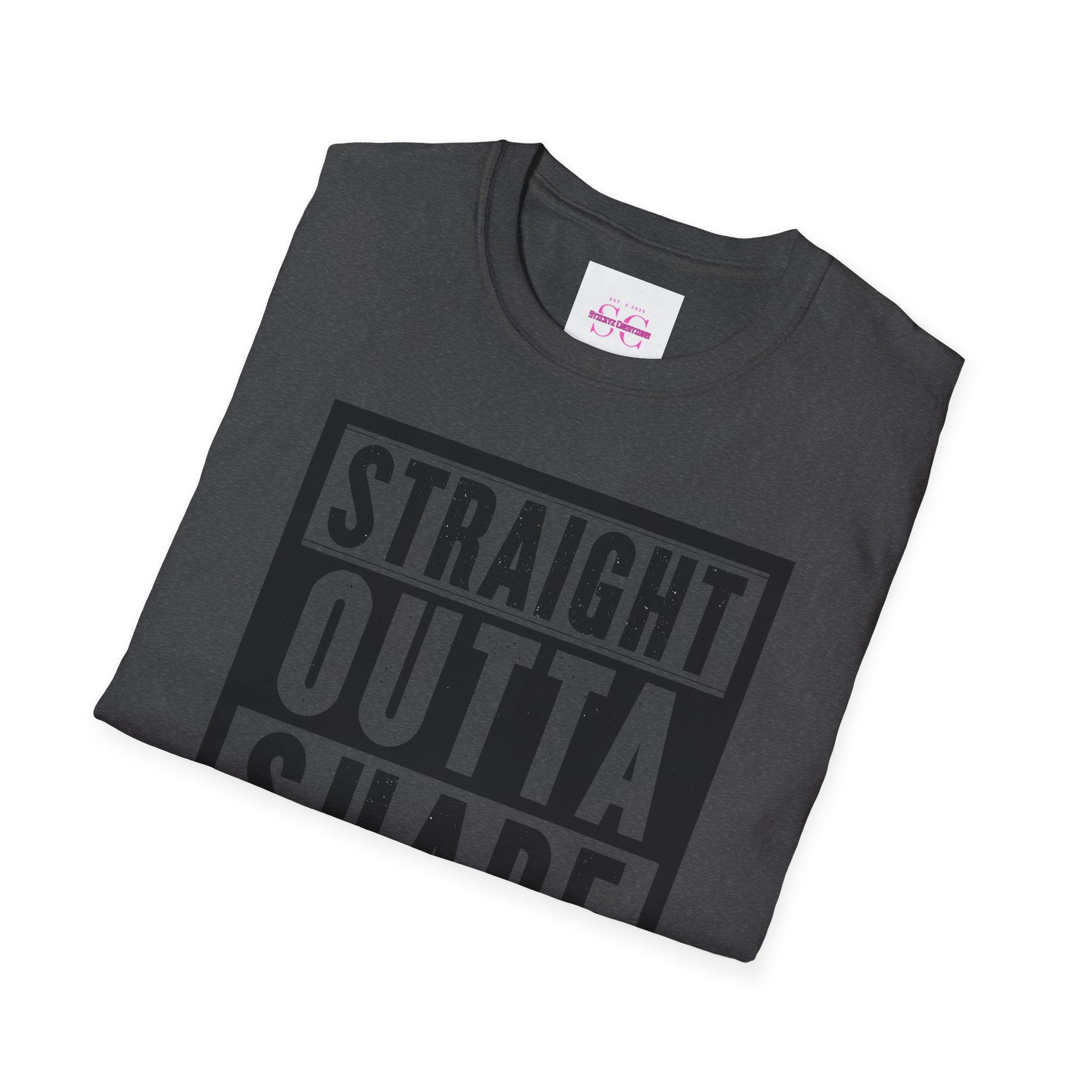 Straight Outta Shape Unisex Softstyle T-Shirt - Funny Workout Tee, Gift for Gym Lovers, Fitness Humor, Casual Wear, Everyday T-Shirt