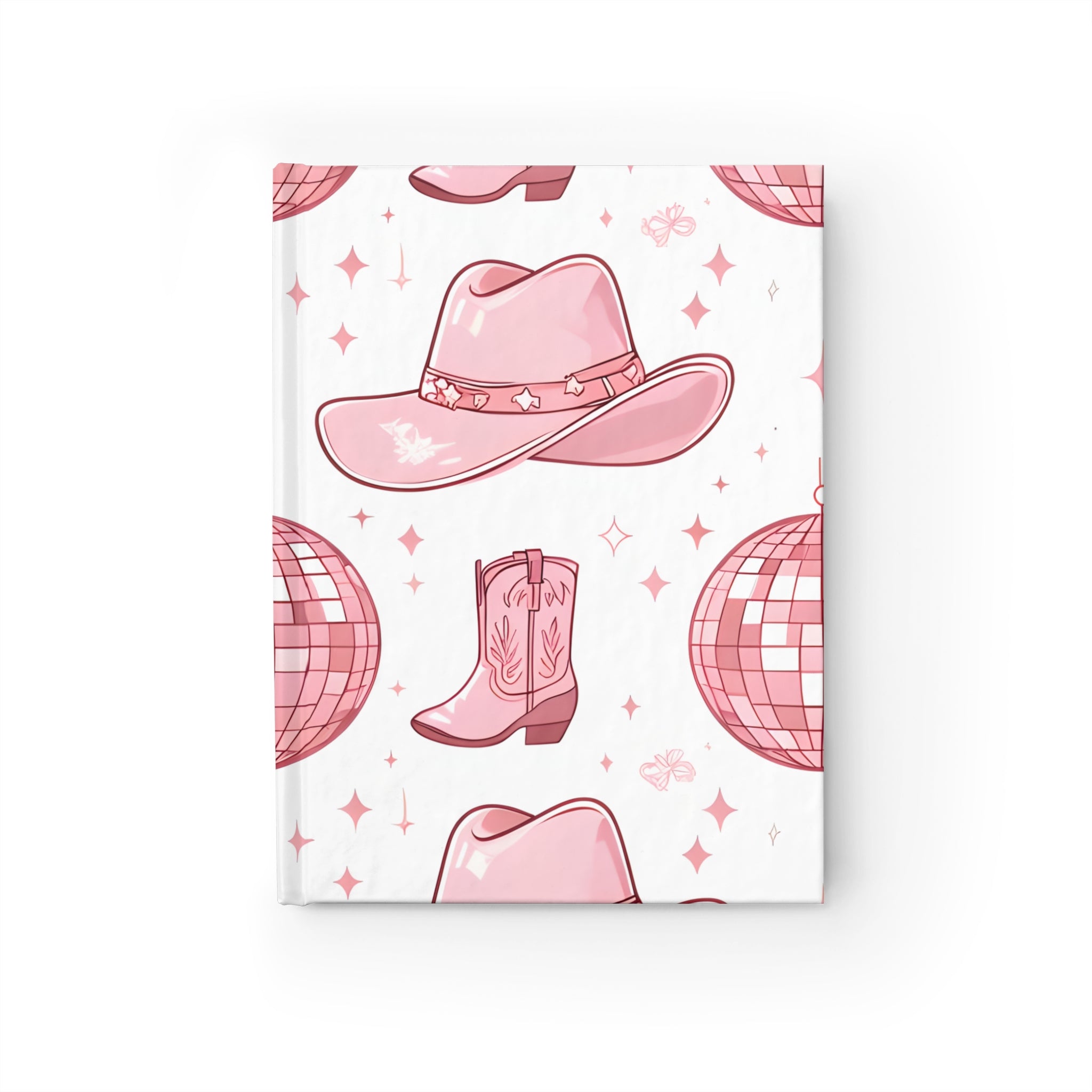 Pink Western Journal with Cowboy Hats and Disco Balls, Cowgirl Gift, Inspirational Journal, Cute Note Book, Rodeo Party, Trendy Diary