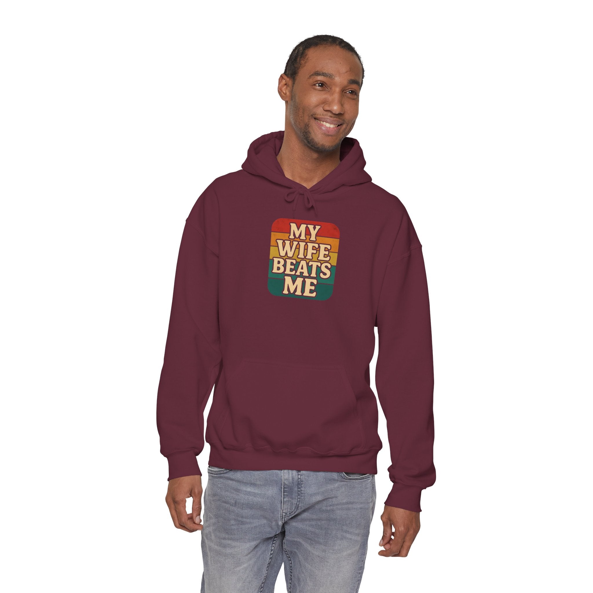 Retro Hoodie - 'My Wife Beats Me' Comfortable Sweatshirt