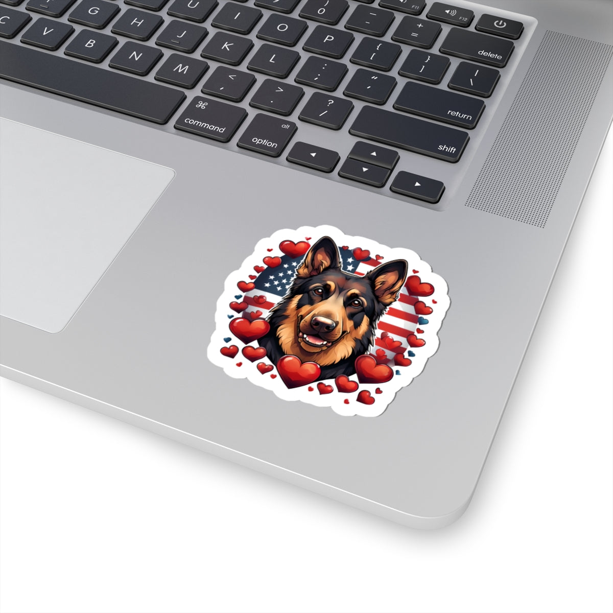 German Shepherd Love Heart Kiss-Cut Stickers - Perfect for Dog Lovers and Patriotic Decor