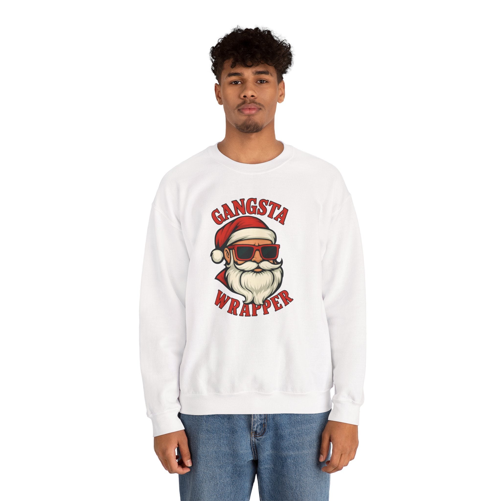 Gangsta Wrapper Crewneck Sweatshirt – Funny Christmas Apparel for Holiday Cheer