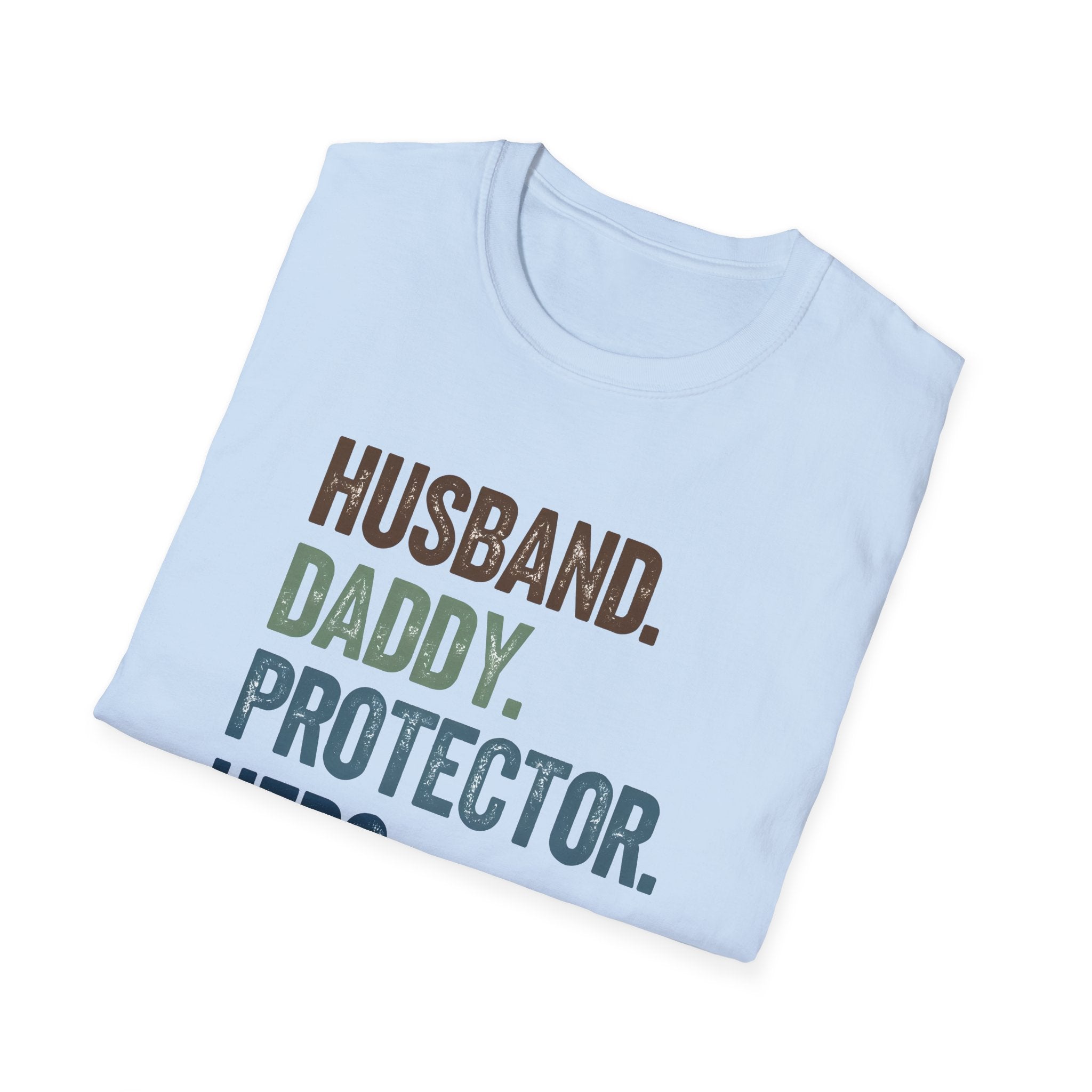 Hero Dads Unisex Softstyle T-Shirt | Perfect Gift for Fathers, Daddy T-Shirt, Husband Appreciation, Protector Tee, Family Hero Wear