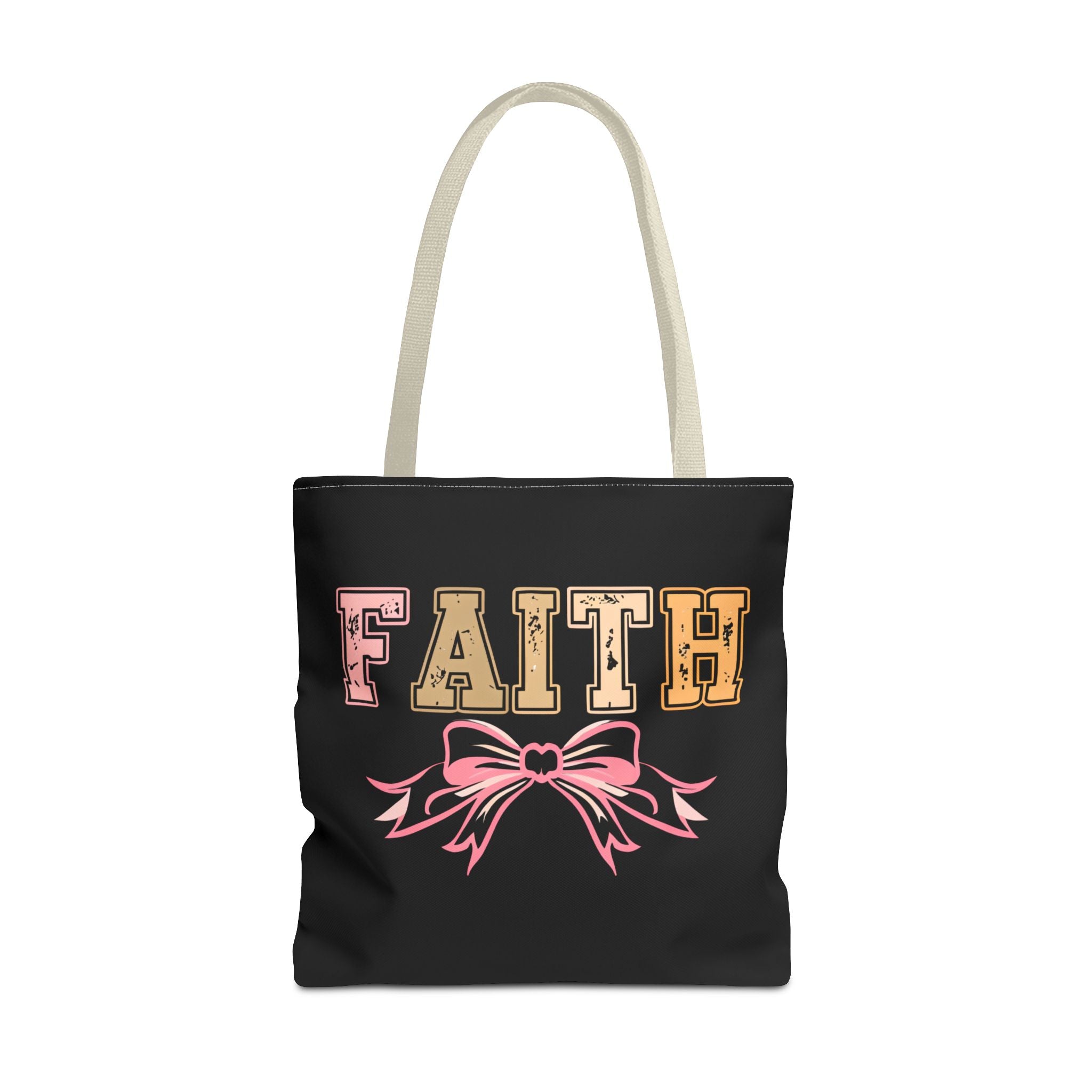Faith Tote Bag with Bow Design, Inspirational Gift for Her, Everyday Shopping Bag, Faith-Based Gift, Religious Tote, Faith Quote Bag