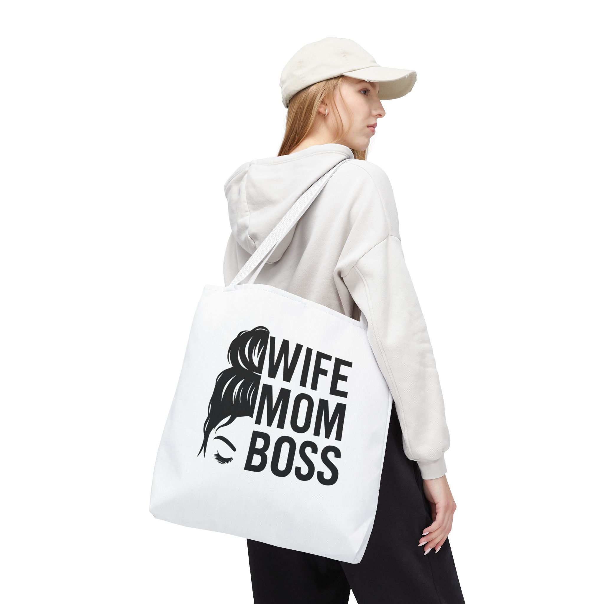 Wife Mom Boss Tote Bag - Chic, Durable Tote for Moms, Stylish Carry-All, Gift for Mother's Day, Work, and Everyday Use