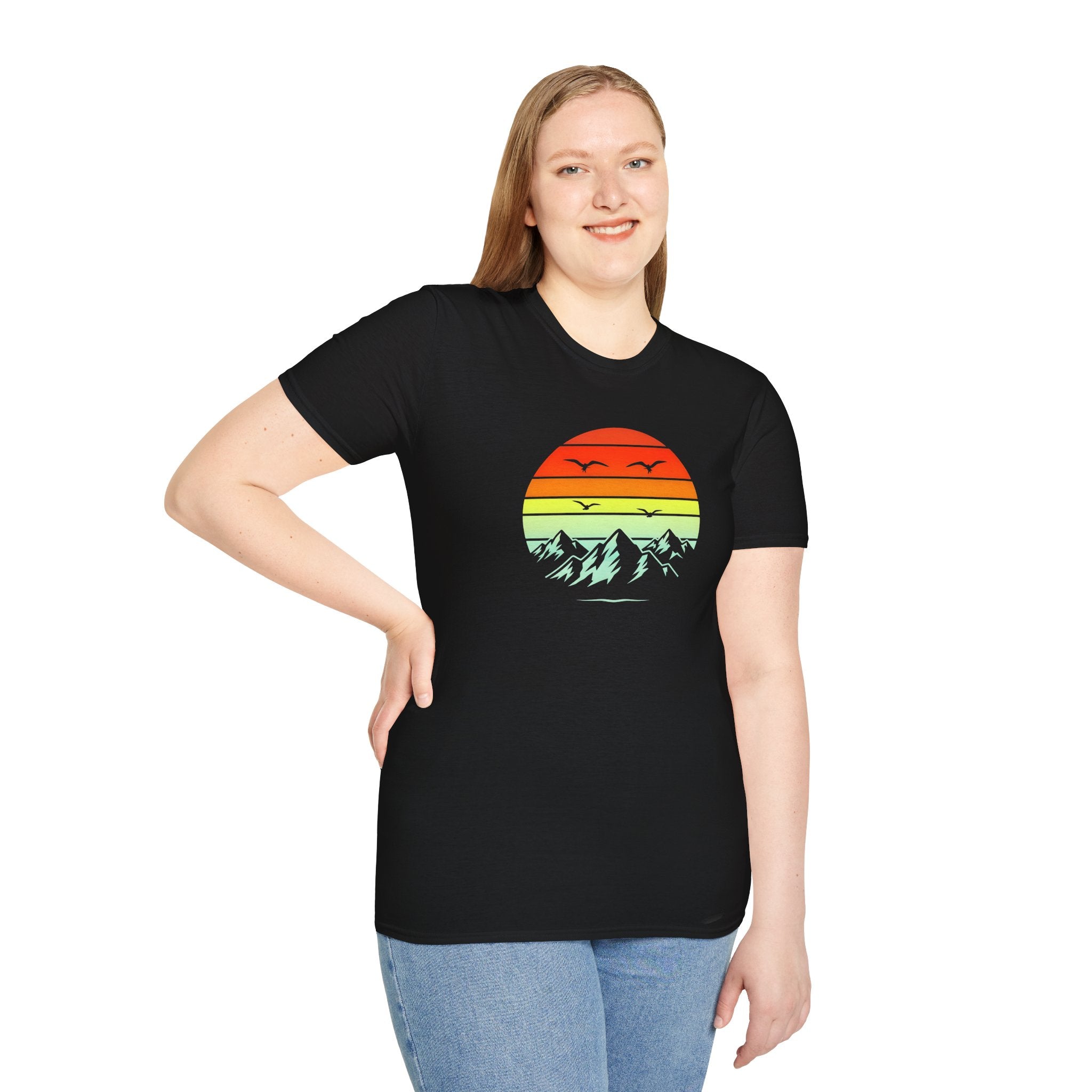 Sunset Mountain Graphic Unisex Softstyle T-Shirt
