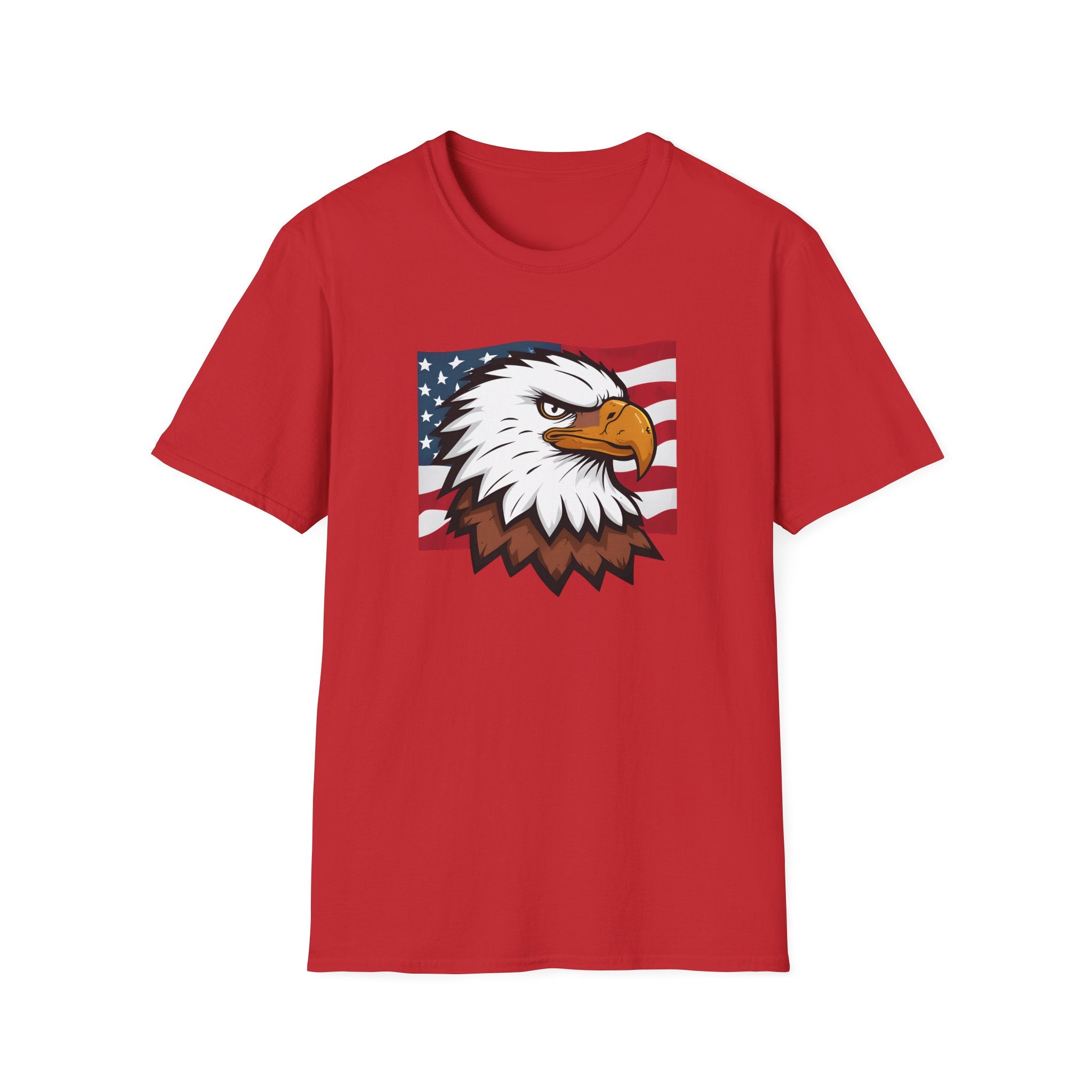 Patriotic Eagle Graphic T-Shirt, Unisex Softstyle Tee for Independence Day, Casual Wear, Gift for Veterans, American Pride Clothing