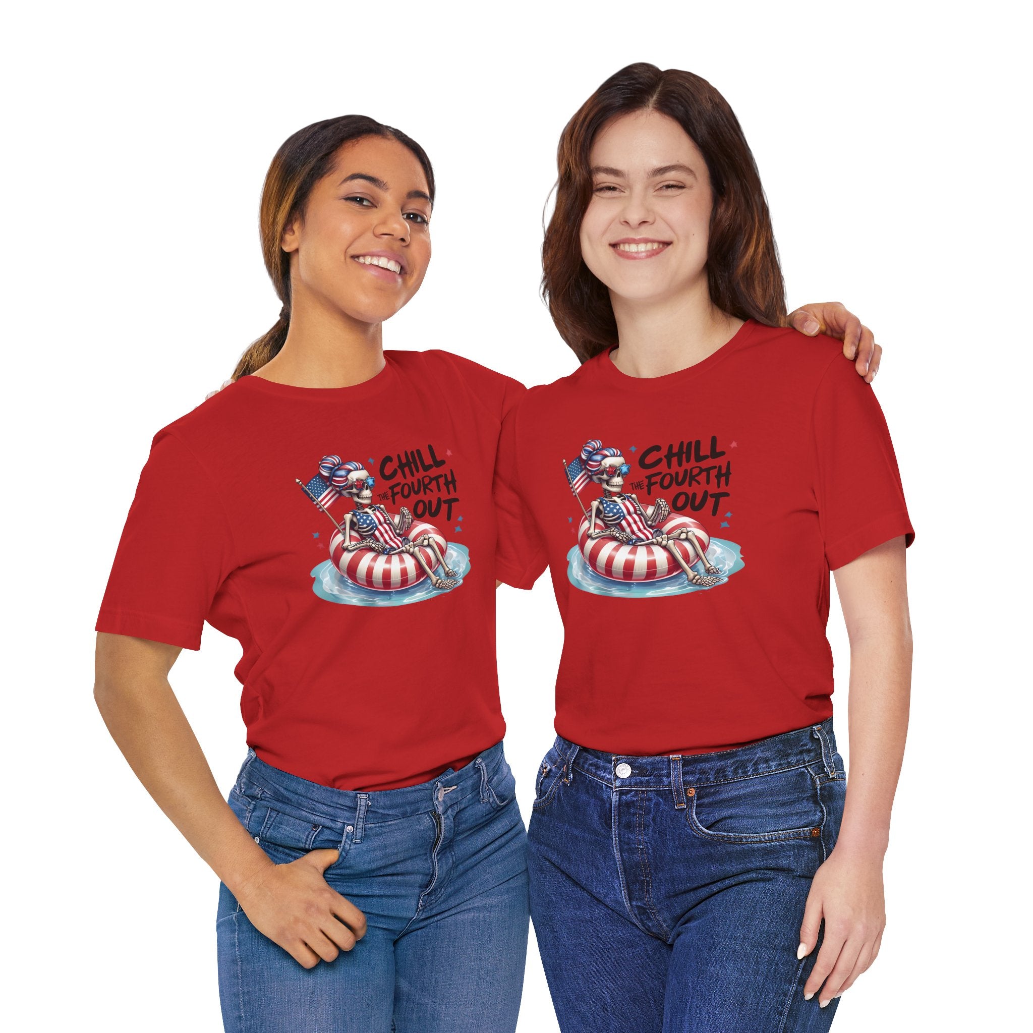 Fourth of July Chill T-Shirt — "Chill Fourth Out" Patriotic Skeleton Pool Tee