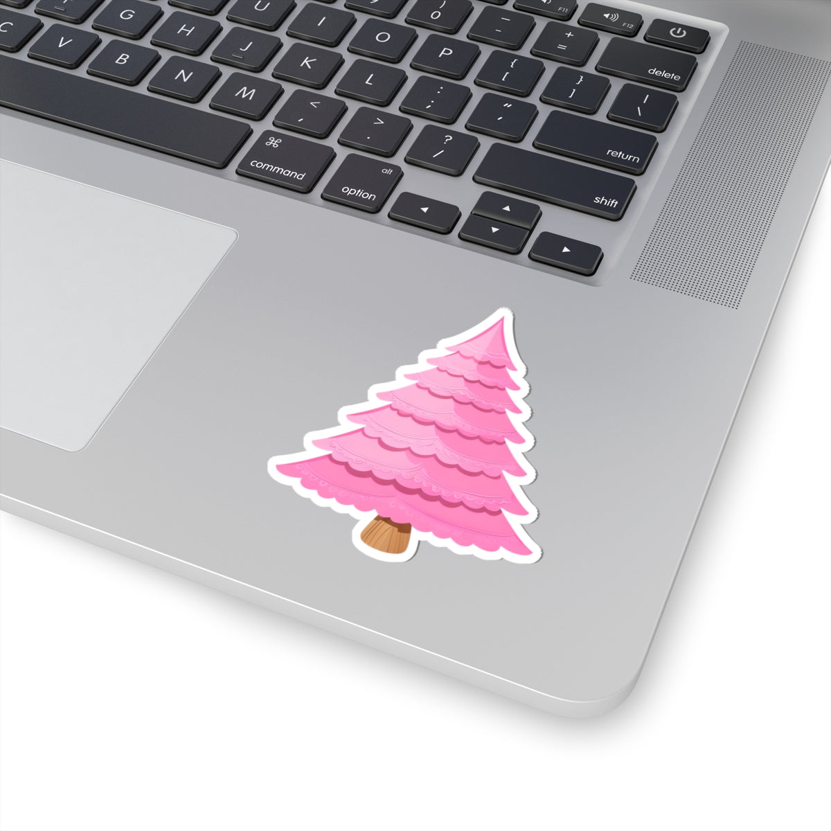 Pink Christmas Tree Kiss-Cut Stickers | Festive Holiday Decor