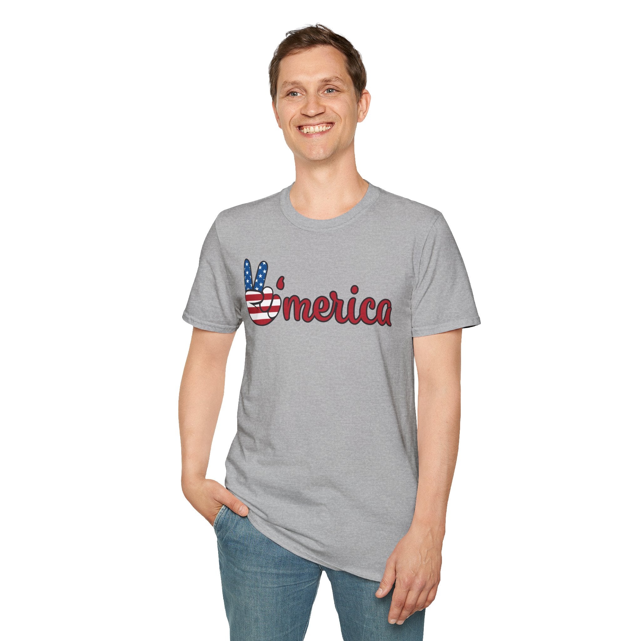 Patriotic Peace T-Shirt for Unisex, Casual Wear, Independence Day Gift, Summer Style, Comfortable Tee