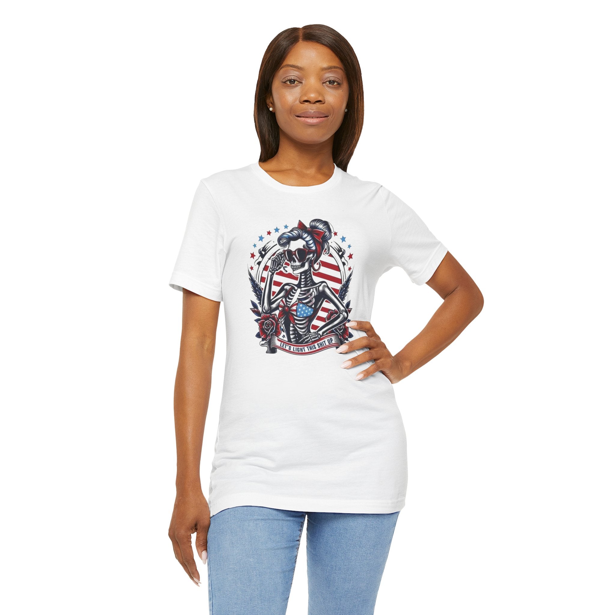 Patriotic Sailor Skull Tee — American Flag Pinup Tattoo T-Shirt
