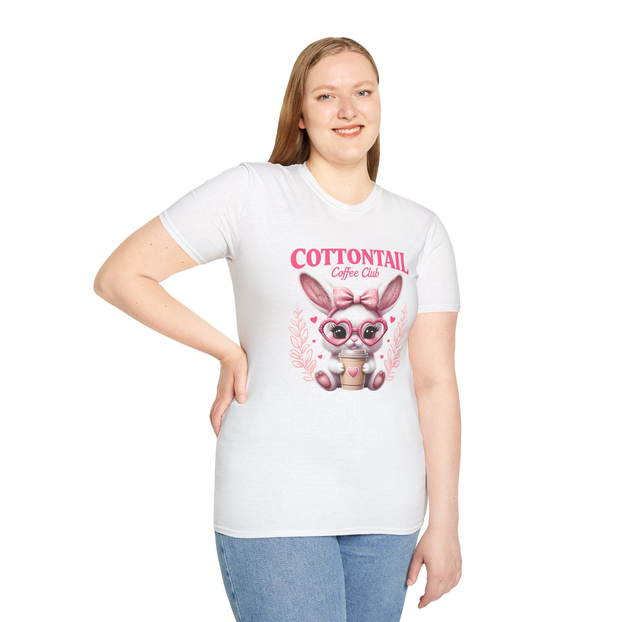 Cottontail Coffee Club Tee — Cute Bunny Holding Latte Graphic T-Shirt
