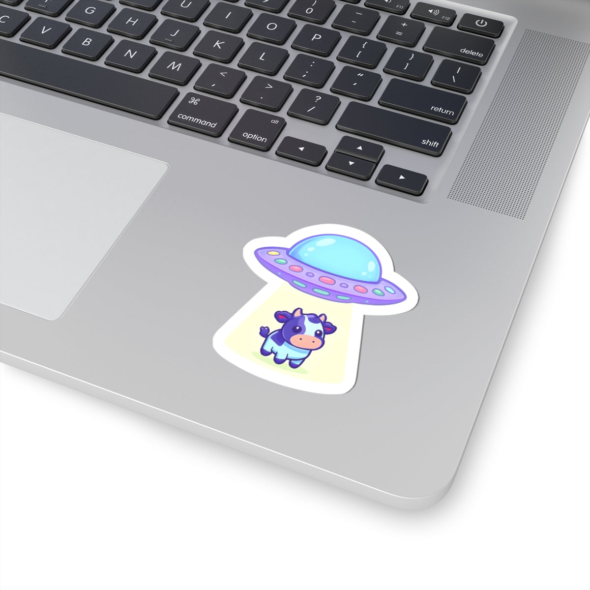 Cute UFO Cow Kiss-Cut Stickers - Fun Alien-Themed Decal for Laptop & Scrapbooking