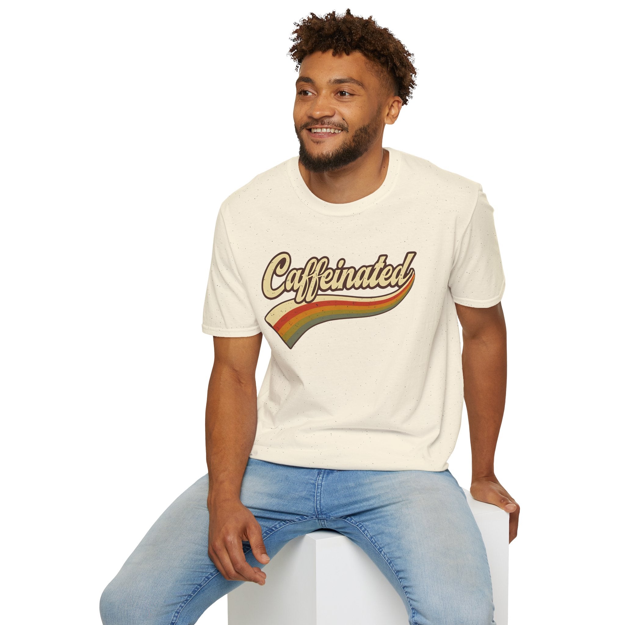 Caffeinated Retro Unisex Softstyle T-Shirt