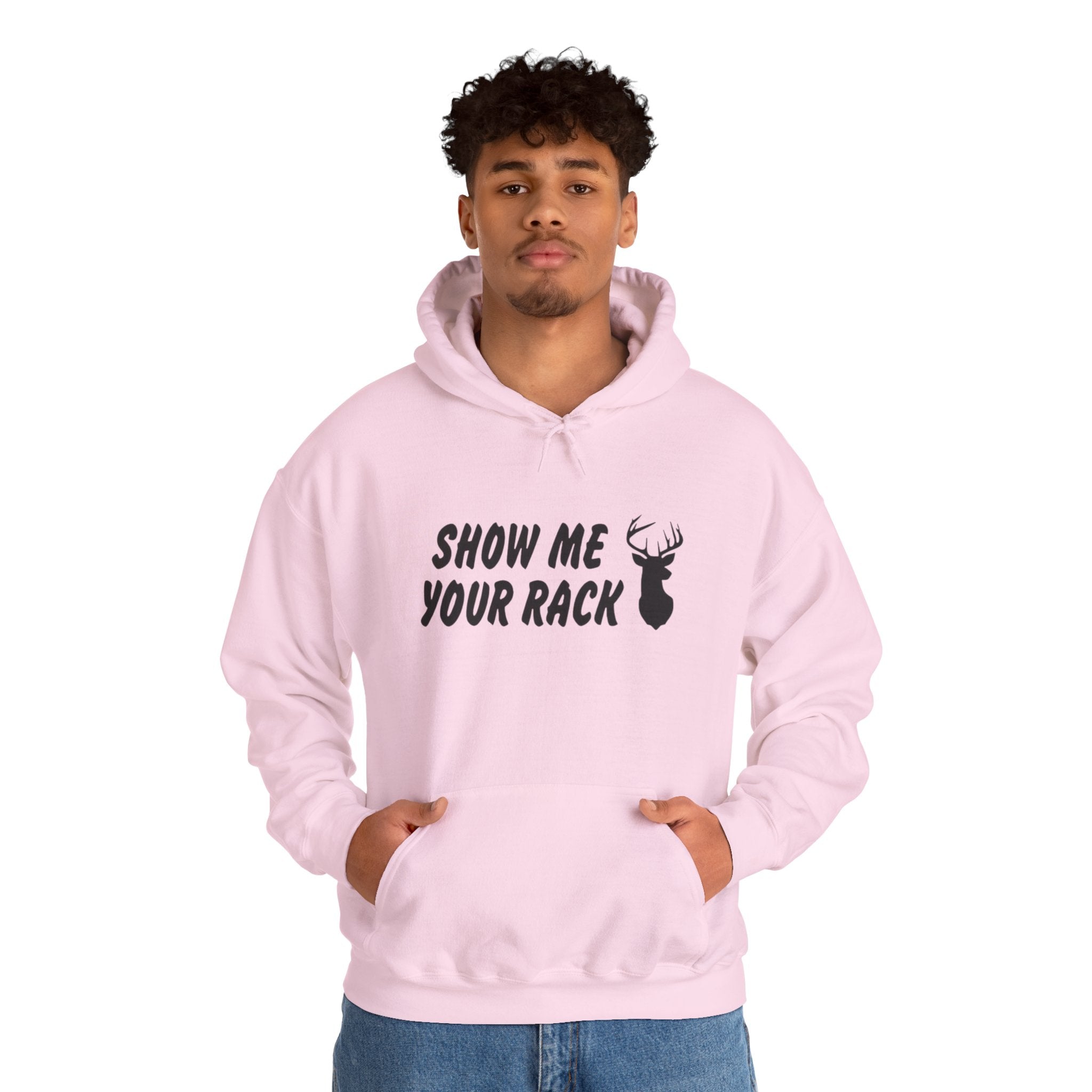 Funny Hunting Hoodie - Show Me Your Rack, Unisex Sweatshirt for Outdoors, Gift for Hunters, Casual Wear, Holiday Apparel