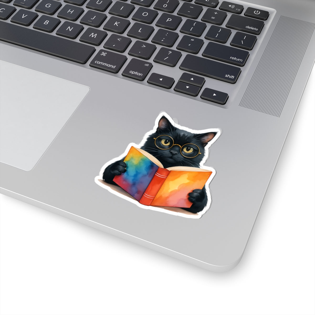 Whimsical Cat Reading Kiss-Cut Stickers | Cute Cat Lover Decor, Fun Gift for Bookworms, Laptop Stickers, Journals, Home Decor