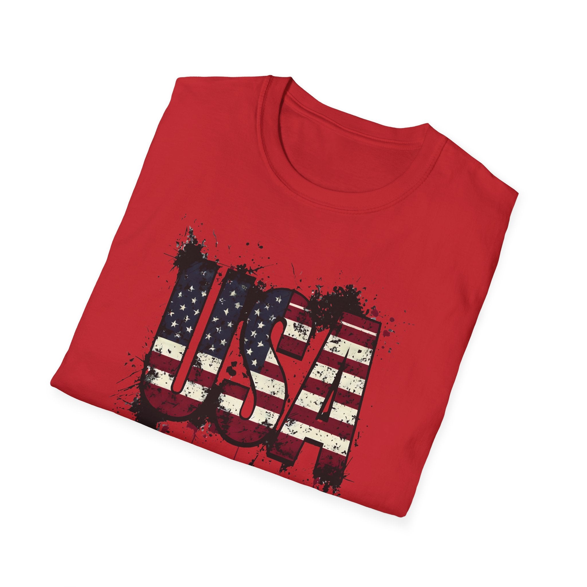 USA Flag Grunge T-Shirt — Distressed American Flag Graphic Tee for 4th of July