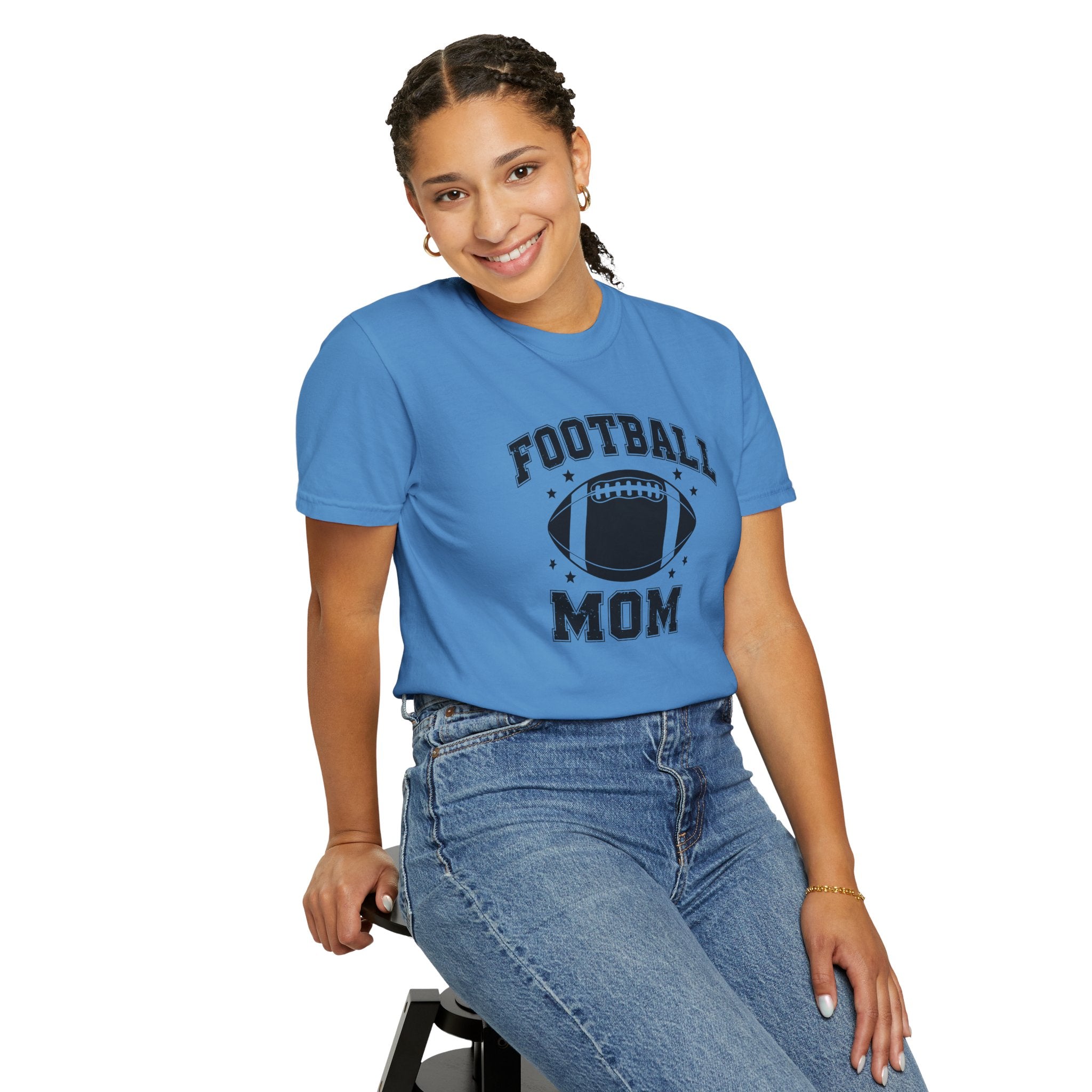 Football Mom T-Shirt, Unisex Garment-Dyed Tee for Game Day, Sports Mom Gift, Team Spirit Shirt, Casual Comfort Wear