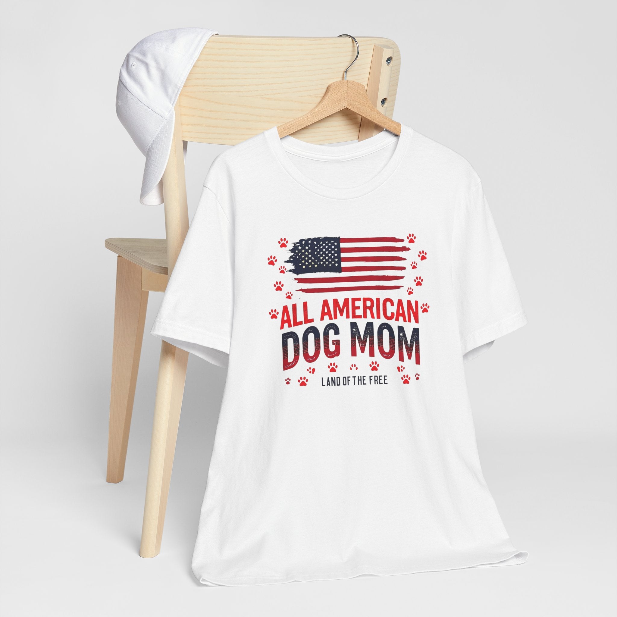 All American Dog Mom T-Shirt – Patriotic ‘Land of the Free’ Dog Mom Tee