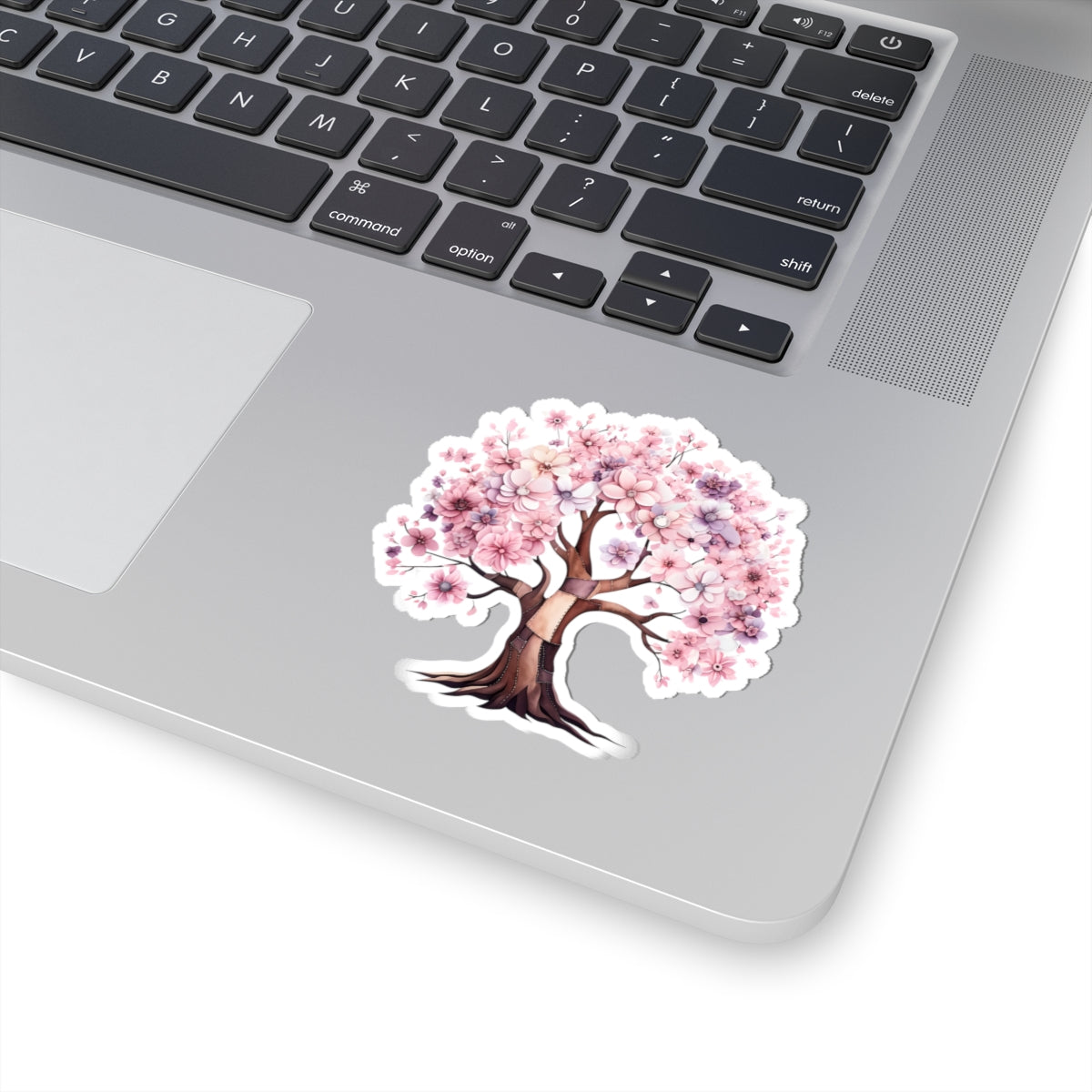 Floral Tree Kiss-Cut Stickers - Elegant Flower Design for Laptop & Water Bottle