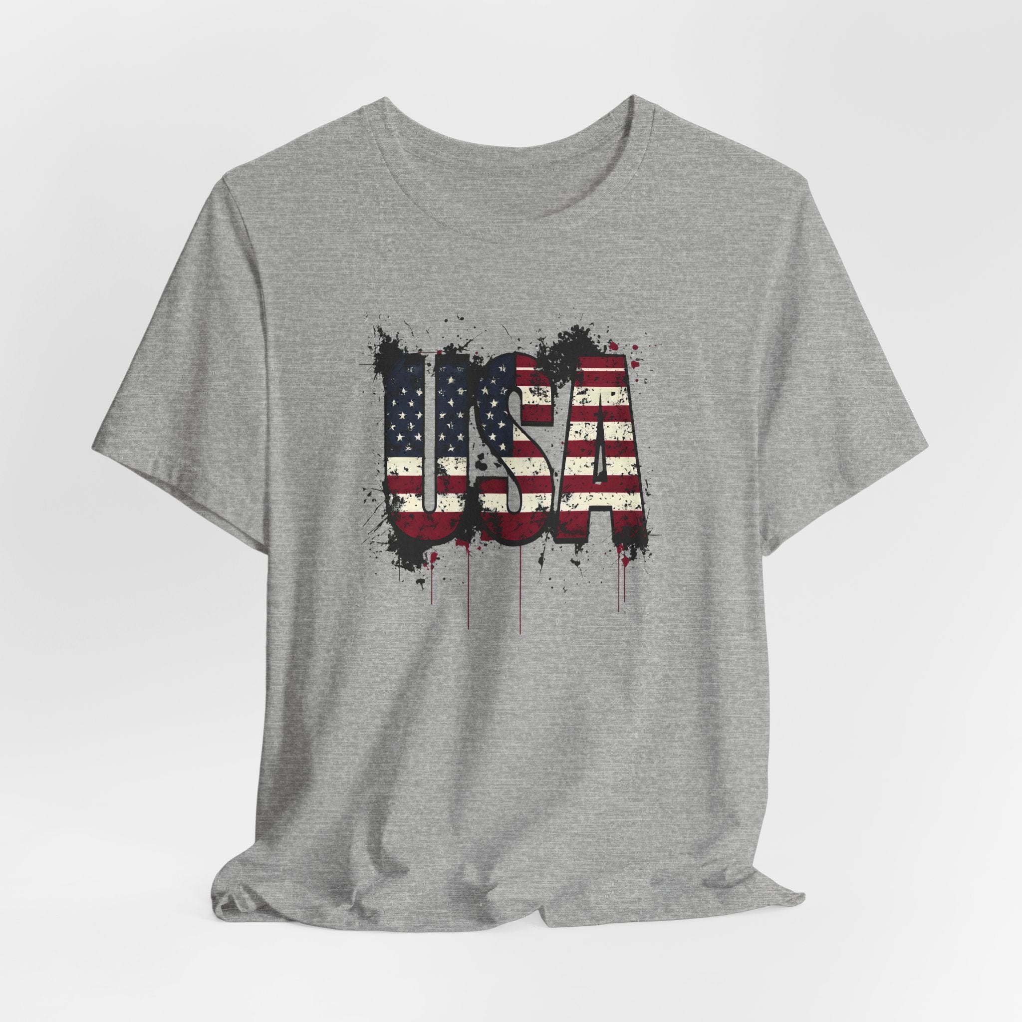 USA Paint Splatter T-Shirt — Patriotic American Flag Tee