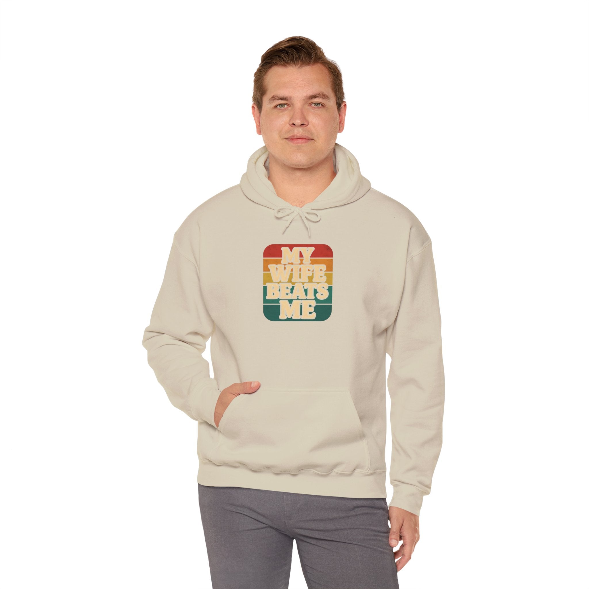 Retro Hoodie - 'My Wife Beats Me' Comfortable Sweatshirt