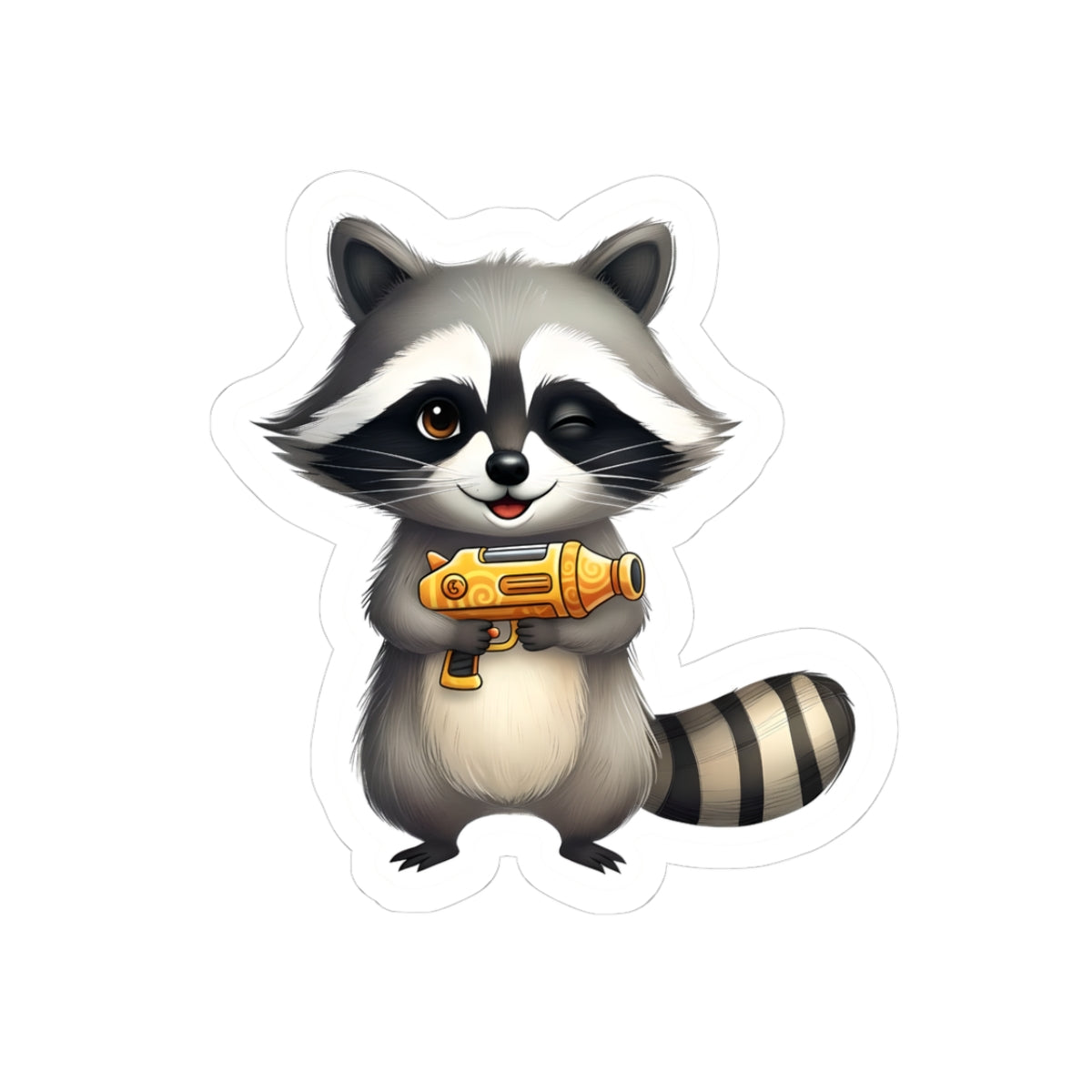 Adorable Raccoon Kiss-Cut Stickers, Cute Animal Stickers, Laptop Decals, Eco-Friendly Stickers, Fun Gift for Kids