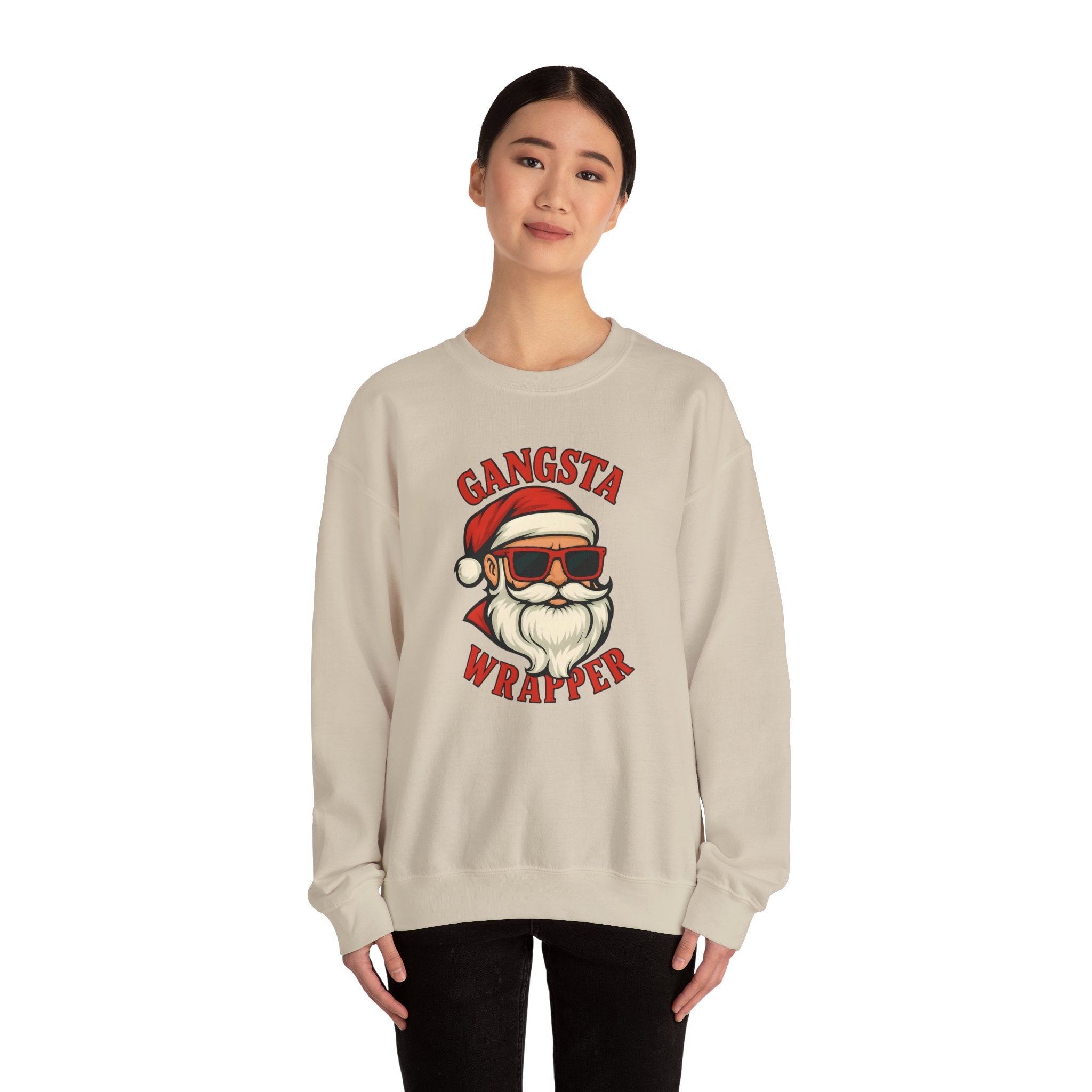 Gangsta Wrapper Crewneck Sweatshirt – Funny Christmas Apparel for Holiday Cheer