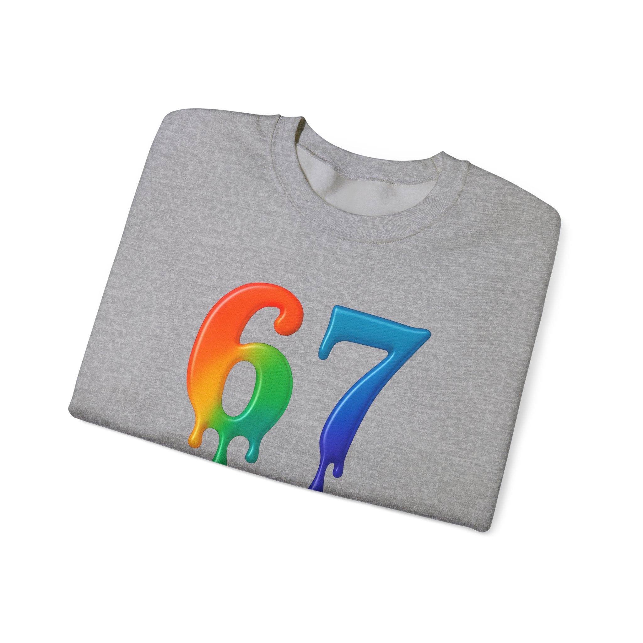 Colorful Drip 67 Sweatshirt, Cozy Unisex Crewneck, Gift for Friends, Rainbow Sweatshirt, Casual Everyday Wear, Birthday Apparel