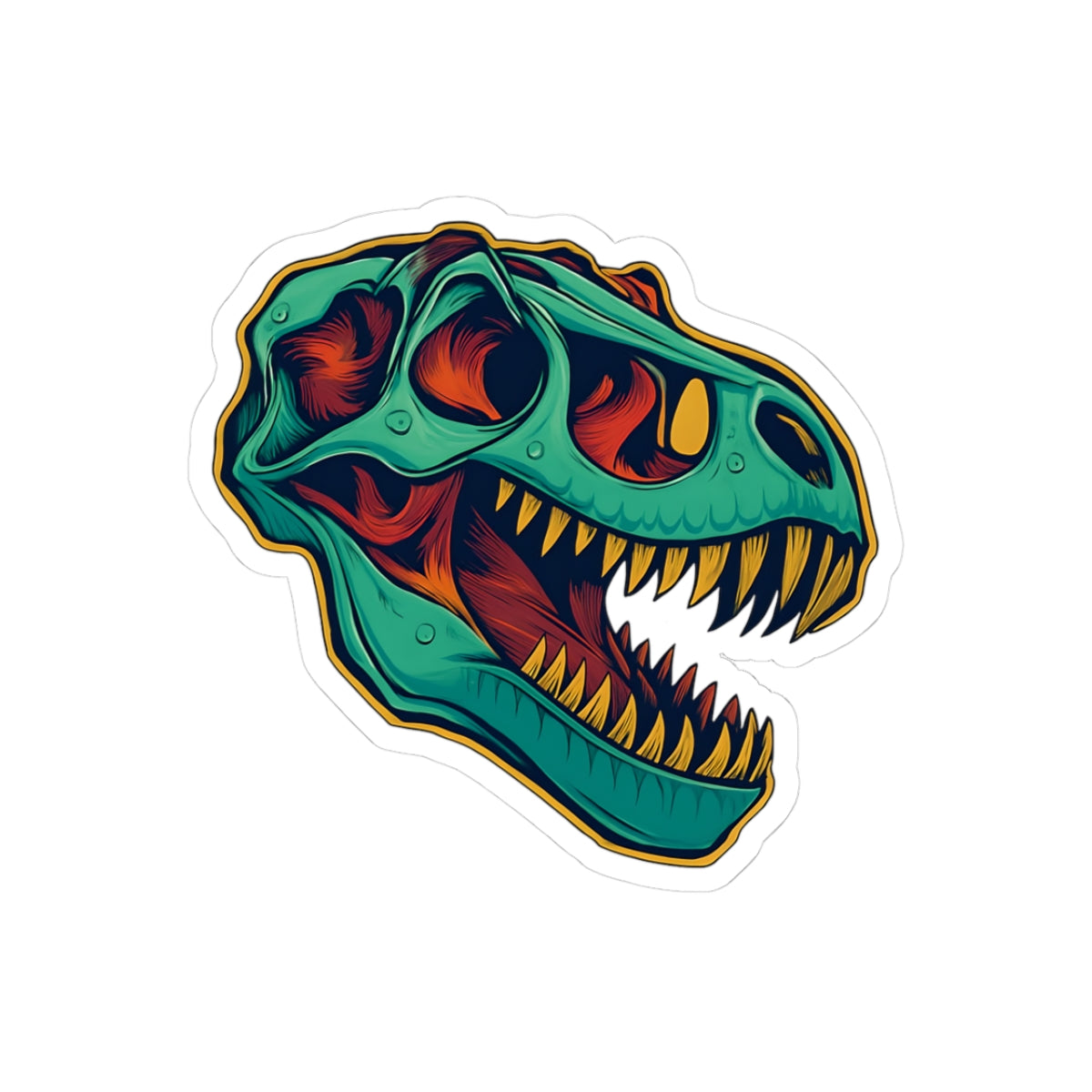 Vibrant T-Rex Kiss-Cut Sticker | Dino Lover Décor | Perfect for Laptops, Water Bottles & More!