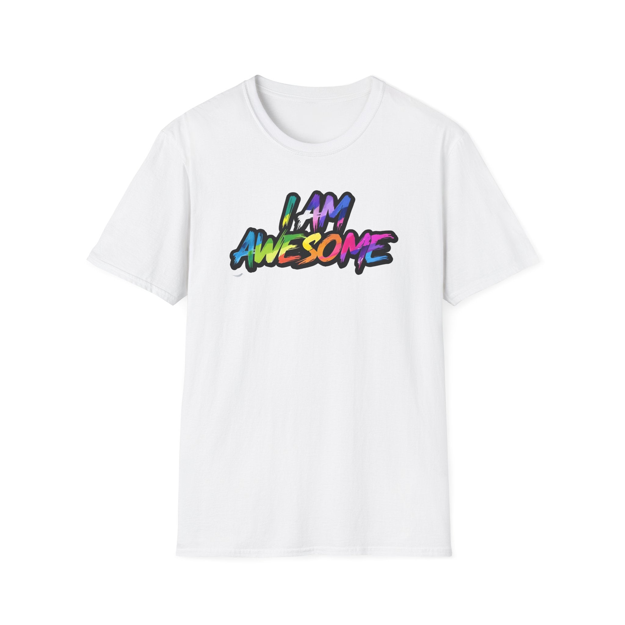 Colorful 'I AM AWESOME' Unisex T-Shirt, Inspirational Tee, Gift for Friends, Casual Wear, Motivational Clothing, Unique Graphic Shirt