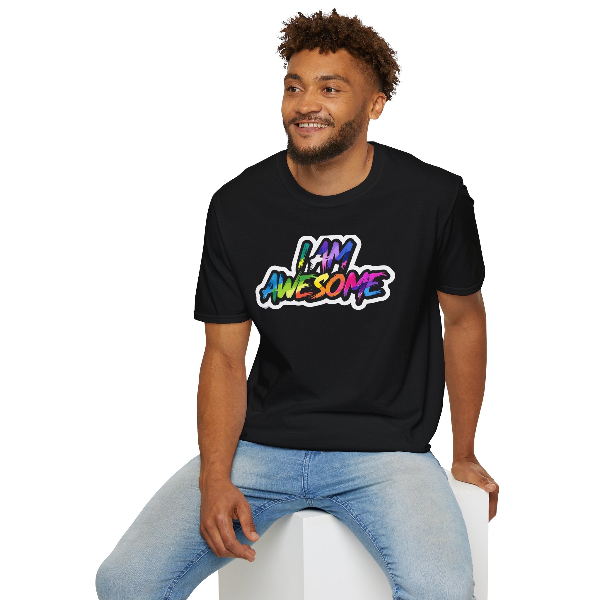Colorful 'I AM AWESOME' Unisex T-Shirt, Inspirational Tee, Gift for Friends, Casual Wear, Motivational Clothing, Unique Graphic Shirt