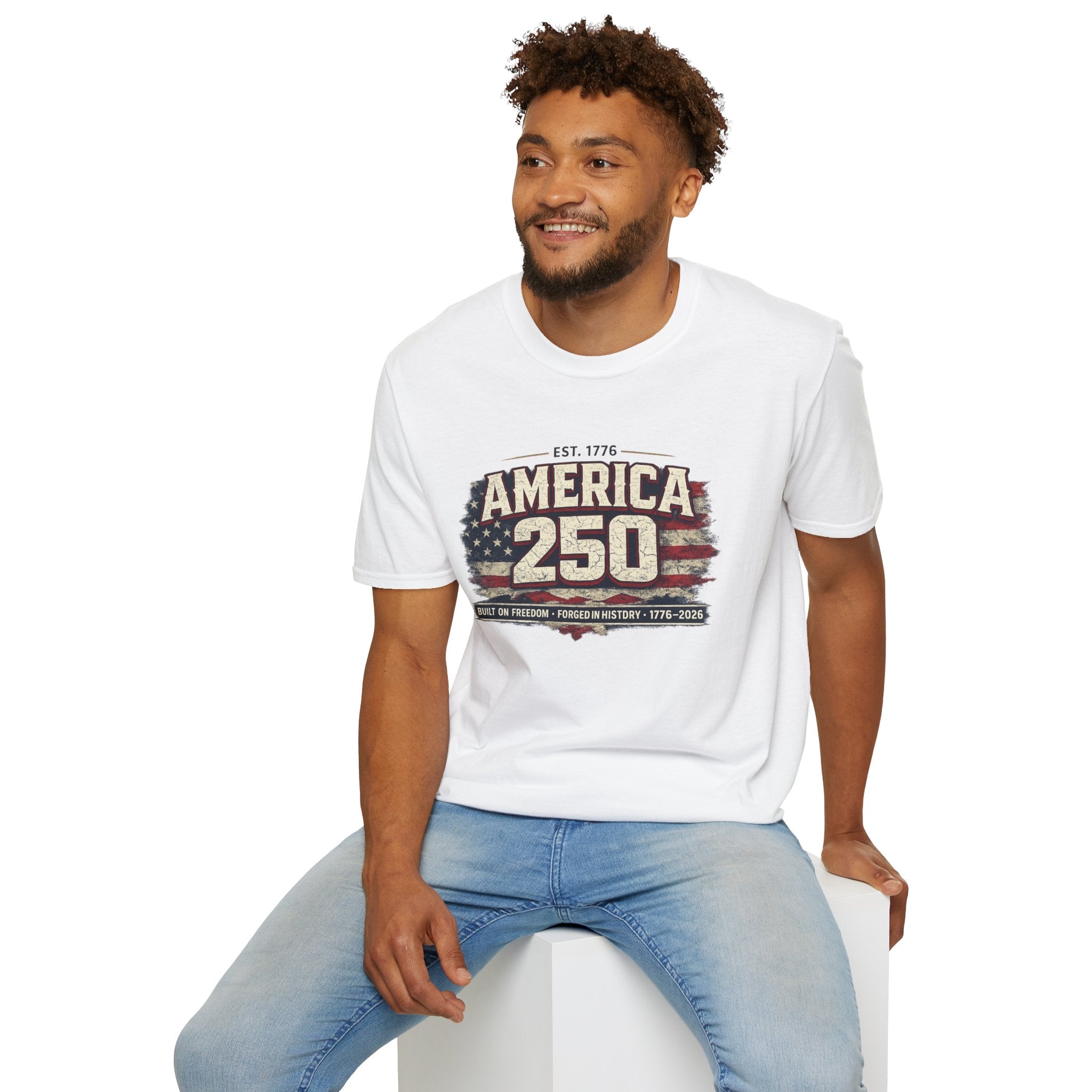 America 250 Vintage Flag T-Shirt — 1776–2026 Patriotic Independence Tee