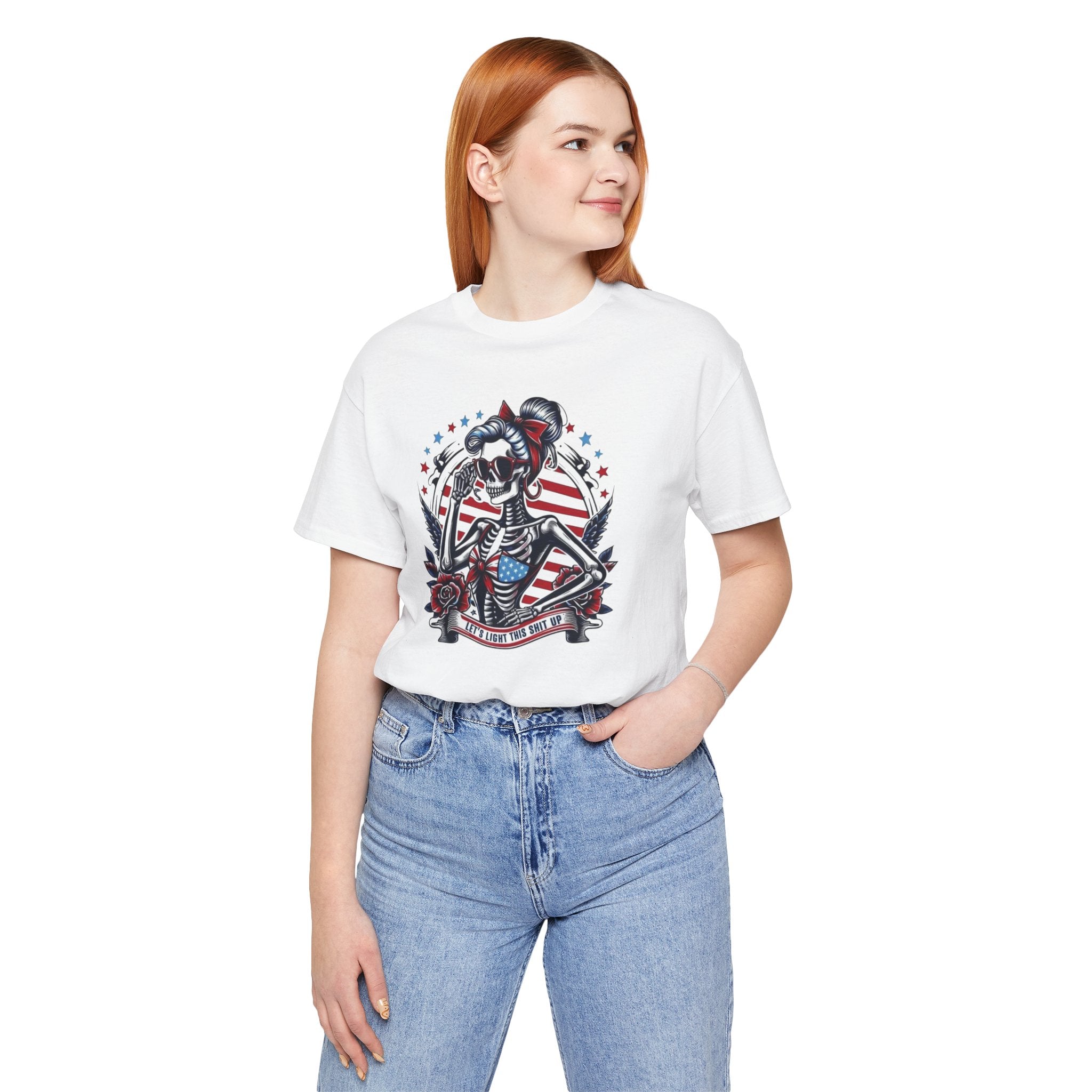Patriotic Sailor Skull Tee — American Flag Pinup Tattoo T-Shirt