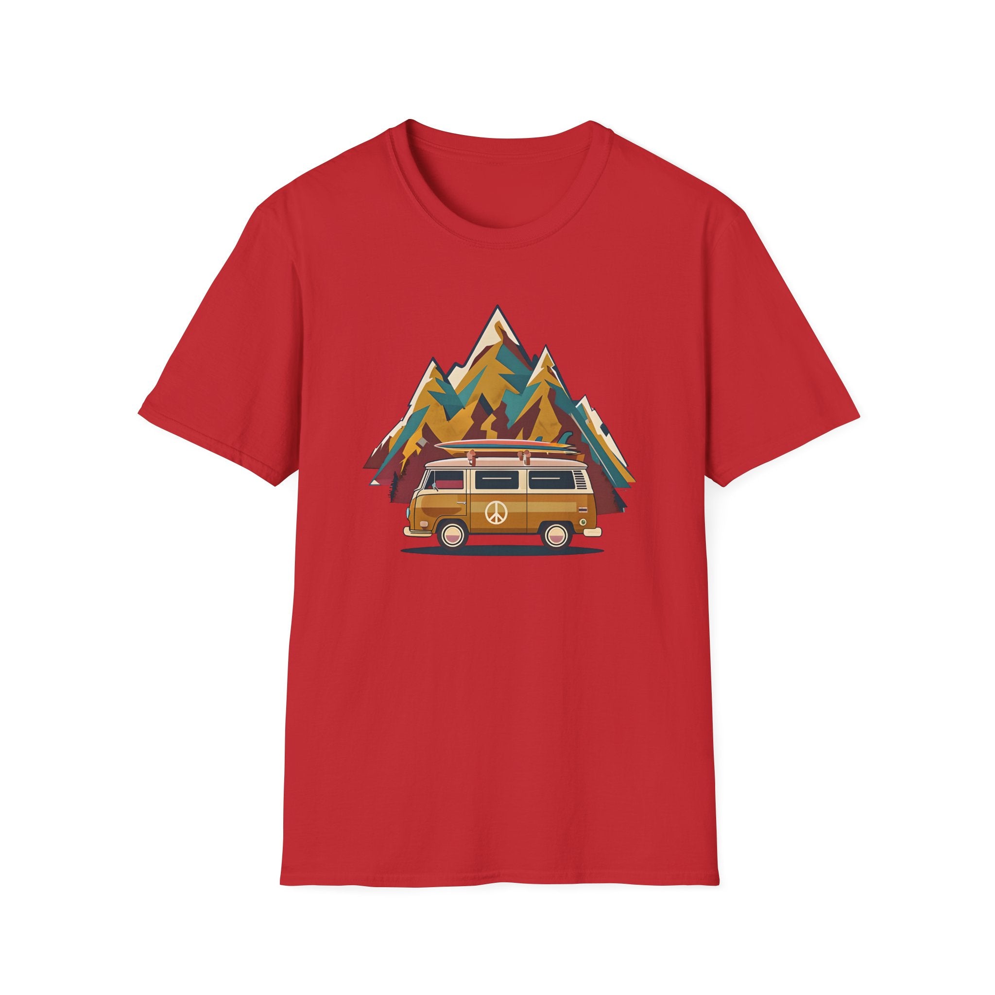 Retro Camper Van T-Shirt — Vintage Mountain Adventure Graphic Tee