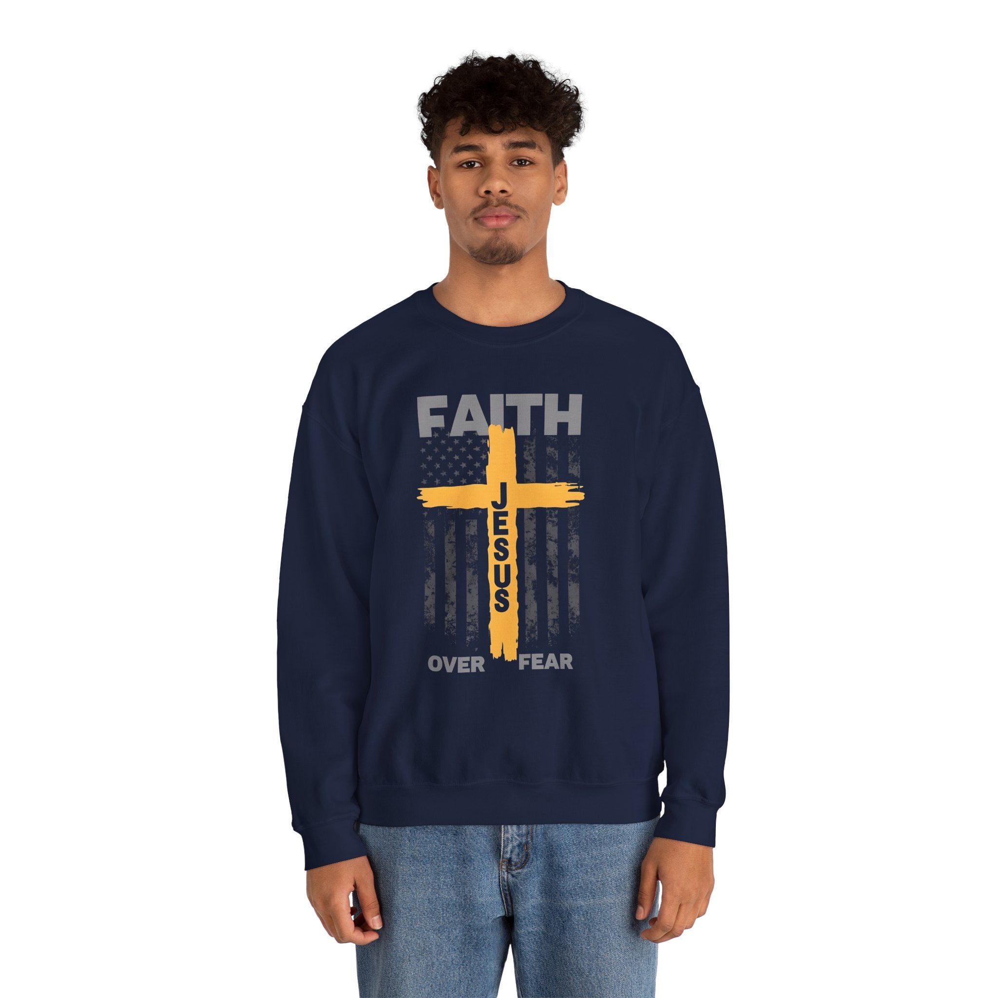 Faith Over Fear Crewneck Sweatshirt, Inspirational Christian Apparel, Unisex Sweatshirt, Religious Gift, Cozy Faith-Based Clothing