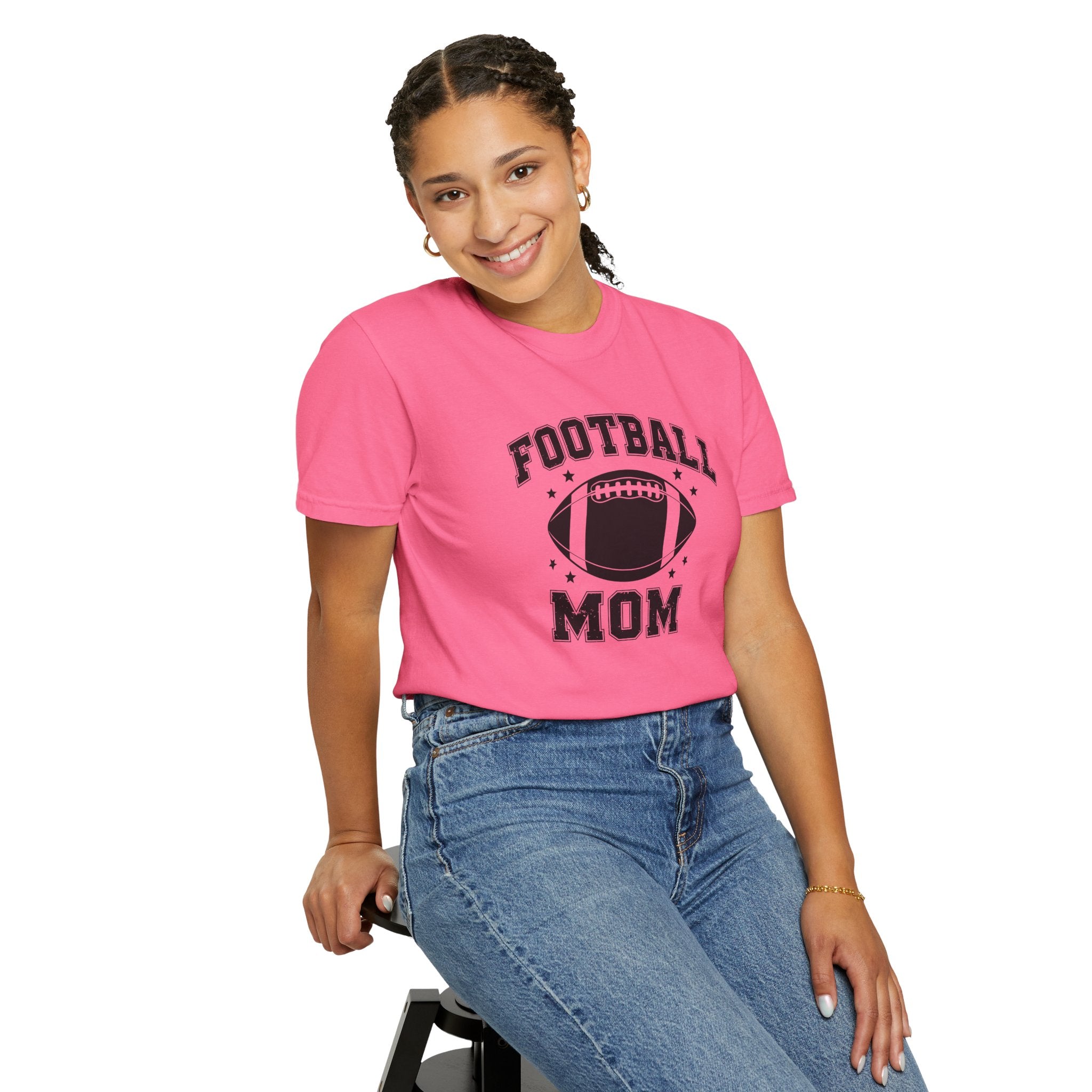 Football Mom T-Shirt, Unisex Garment-Dyed Tee for Game Day, Sports Mom Gift, Team Spirit Shirt, Casual Comfort Wear