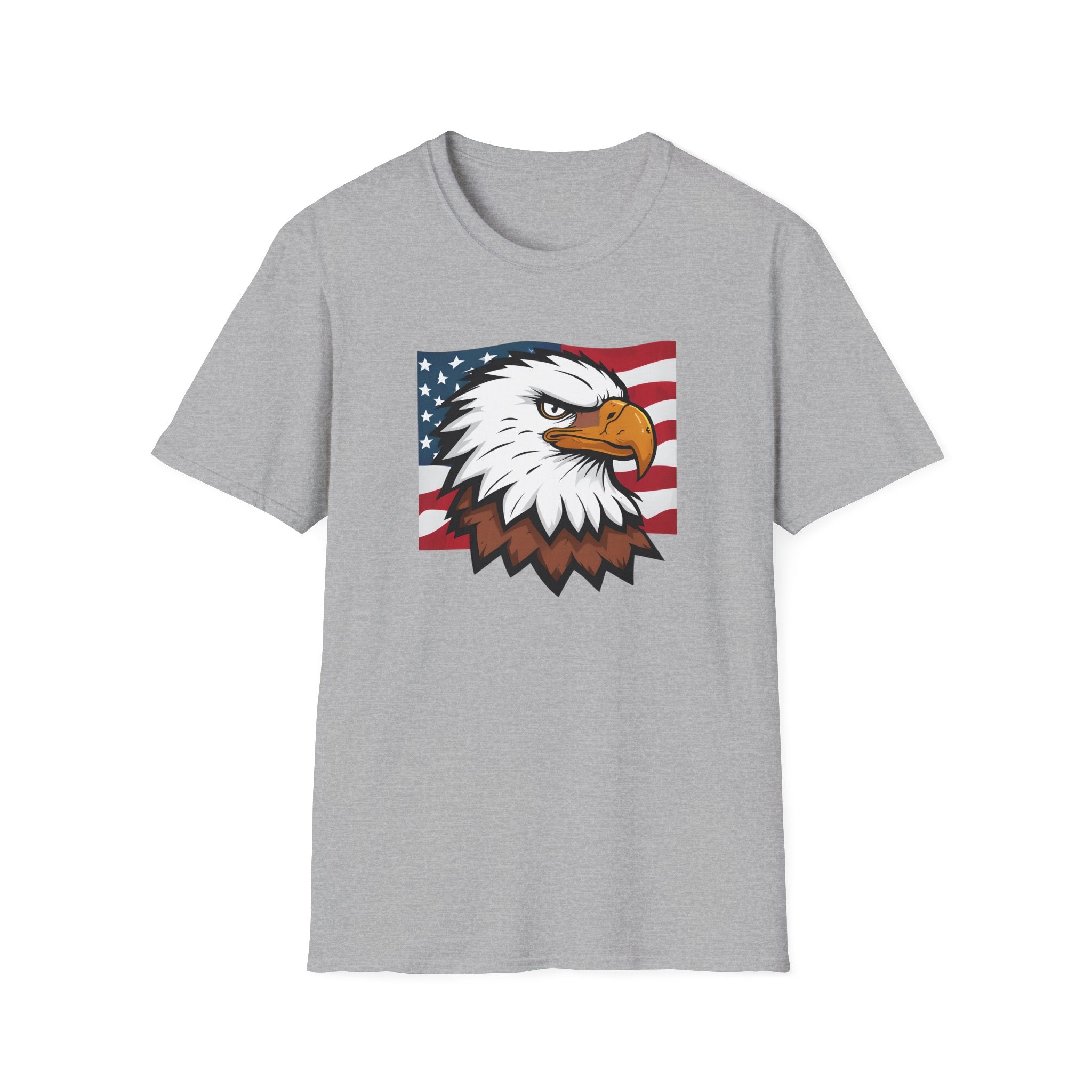Patriotic Eagle Graphic T-Shirt, Unisex Softstyle Tee for Independence Day, Casual Wear, Gift for Veterans, American Pride Clothing