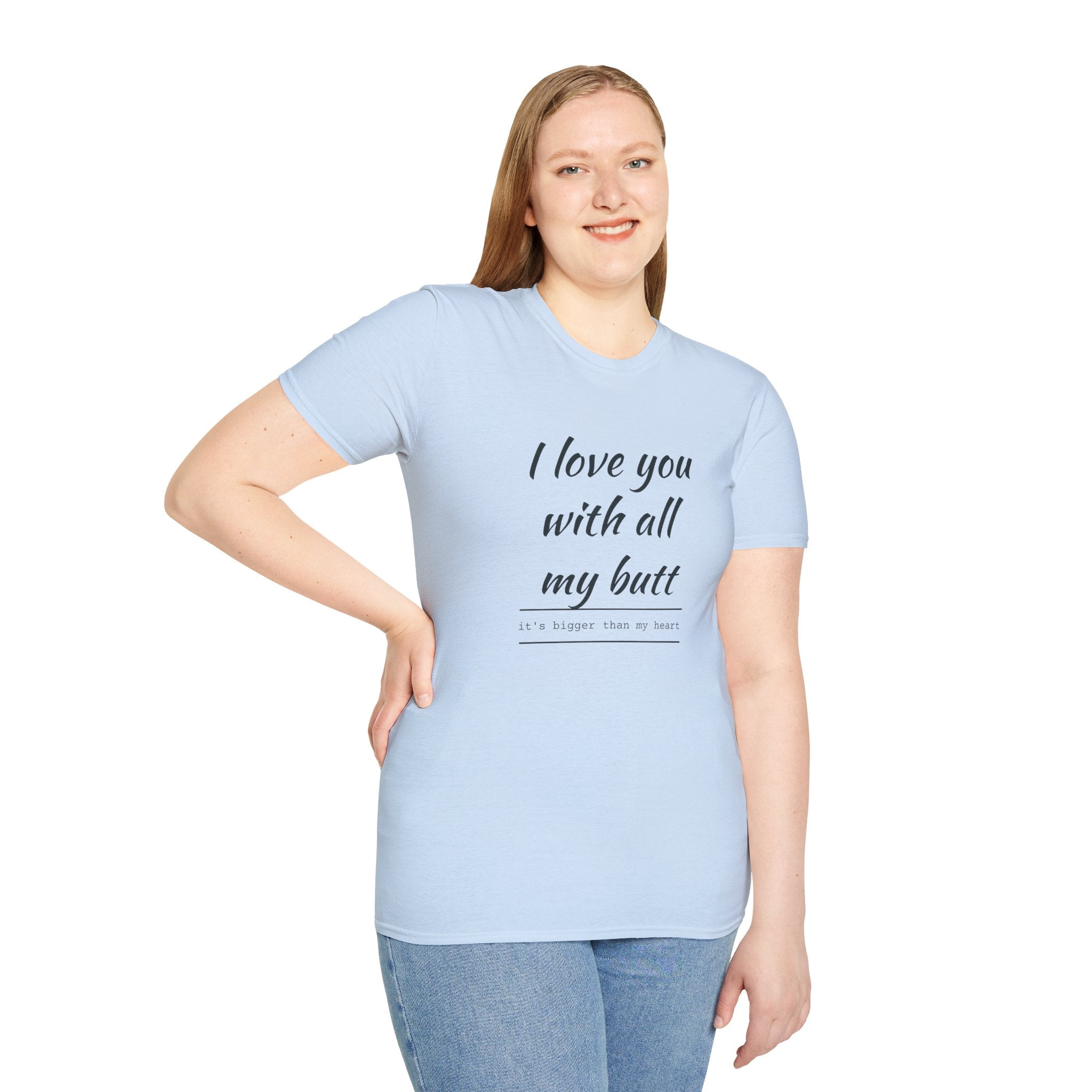 Love You with All My Butt Unisex T-Shirt, Funny Gift for Partner, Cute Couple Tee, Relationship Humor Shirt, Casual Wear