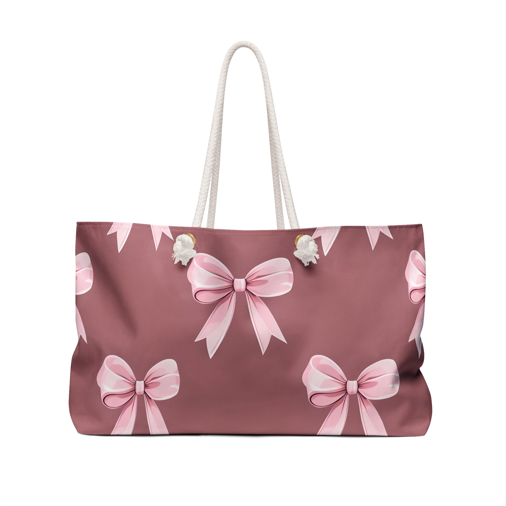 Chic Pink Bow Weekender Bag, Stylish Travel Tote, Gift for Her, Overnight Bag, Weekend Getaway Essentials, Fashionable Storage