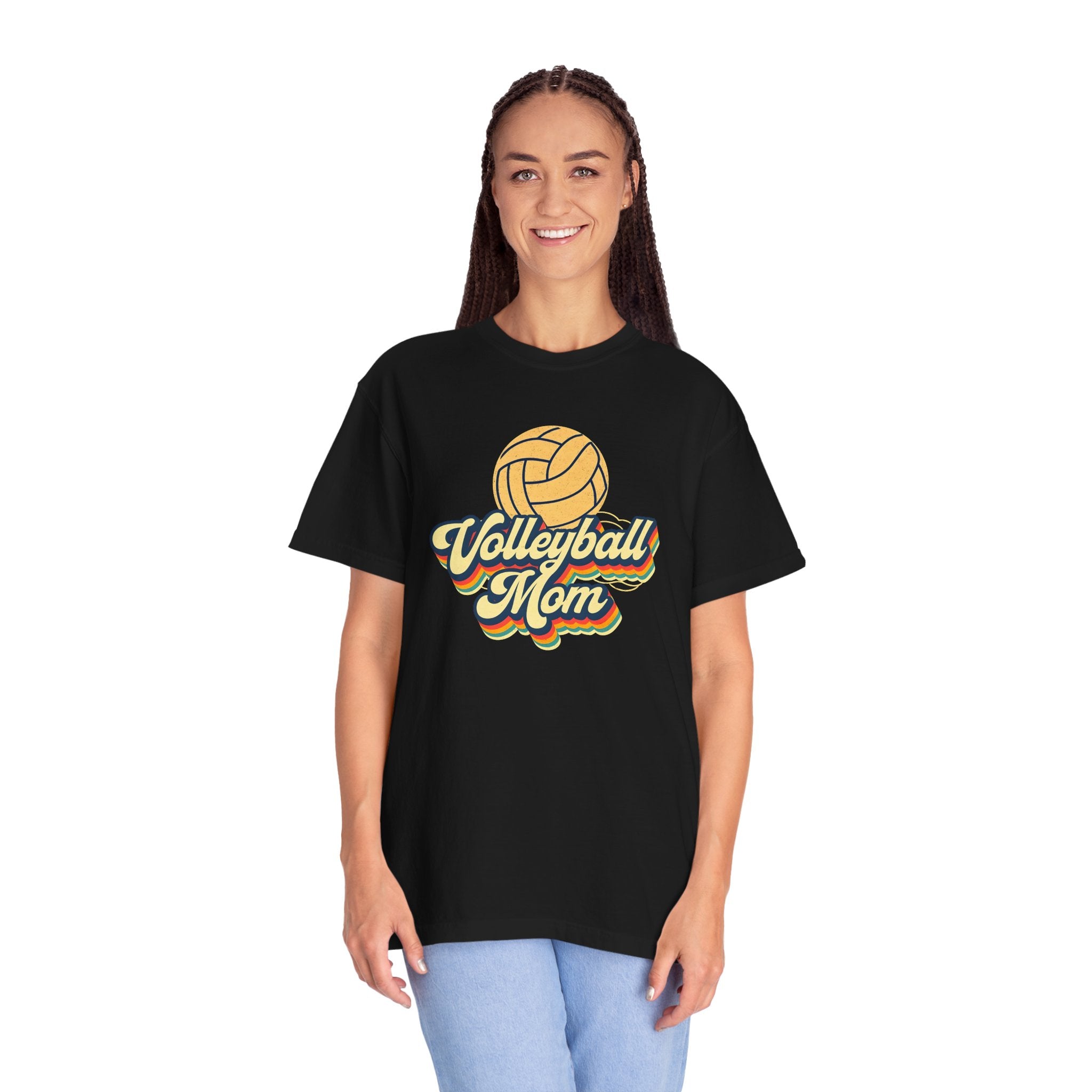 Volleyball Mom T-Shirt, Unisex Garment-Dyed Tee for Sports Lovers, Great for Gifts, Casual Wear, Volleyball Events, Mother’s Day