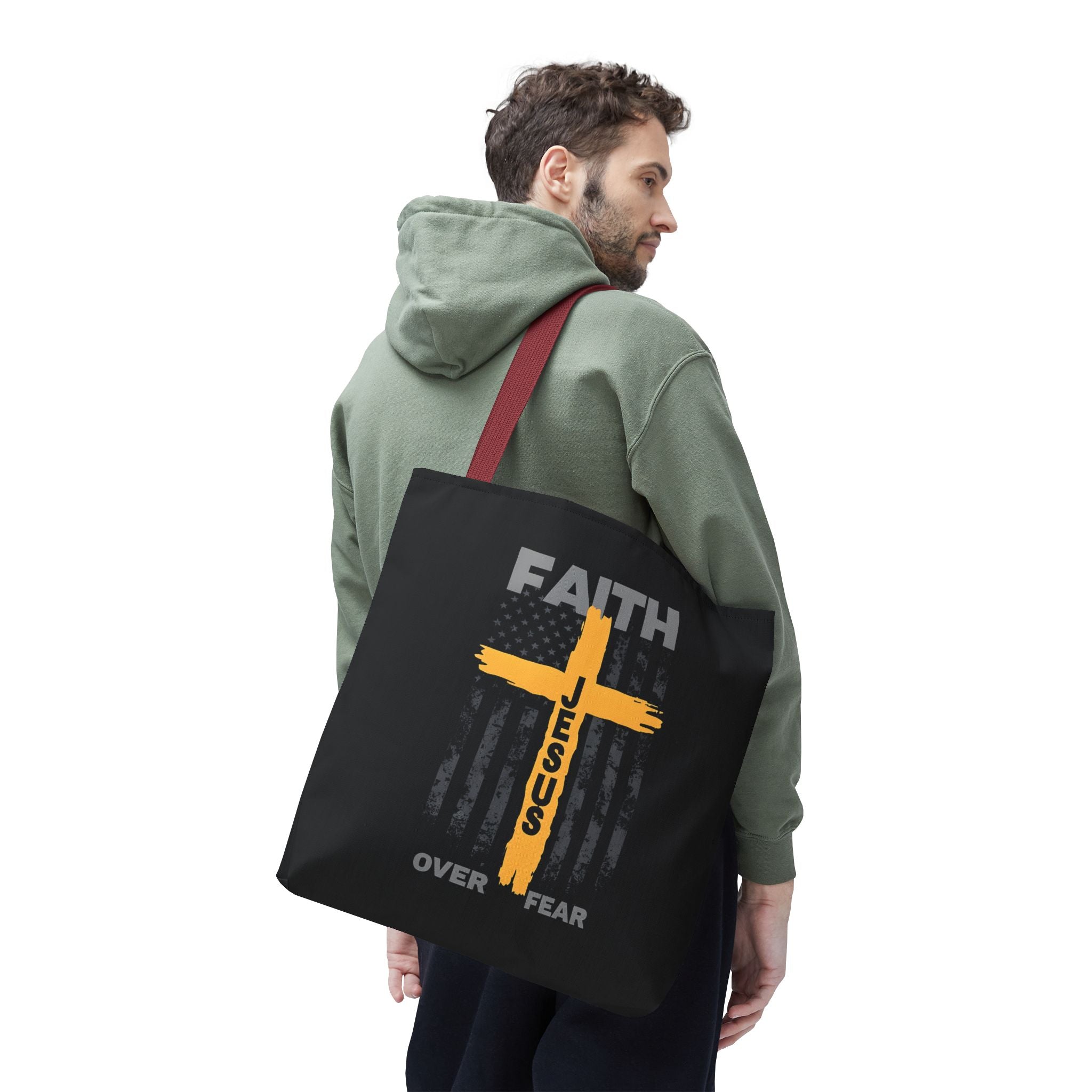 Faith Over Fear Tote Bag, Inspirational Bag, Bible Quote Tote, Christian Gift, Church Accessory, Motivational Bag