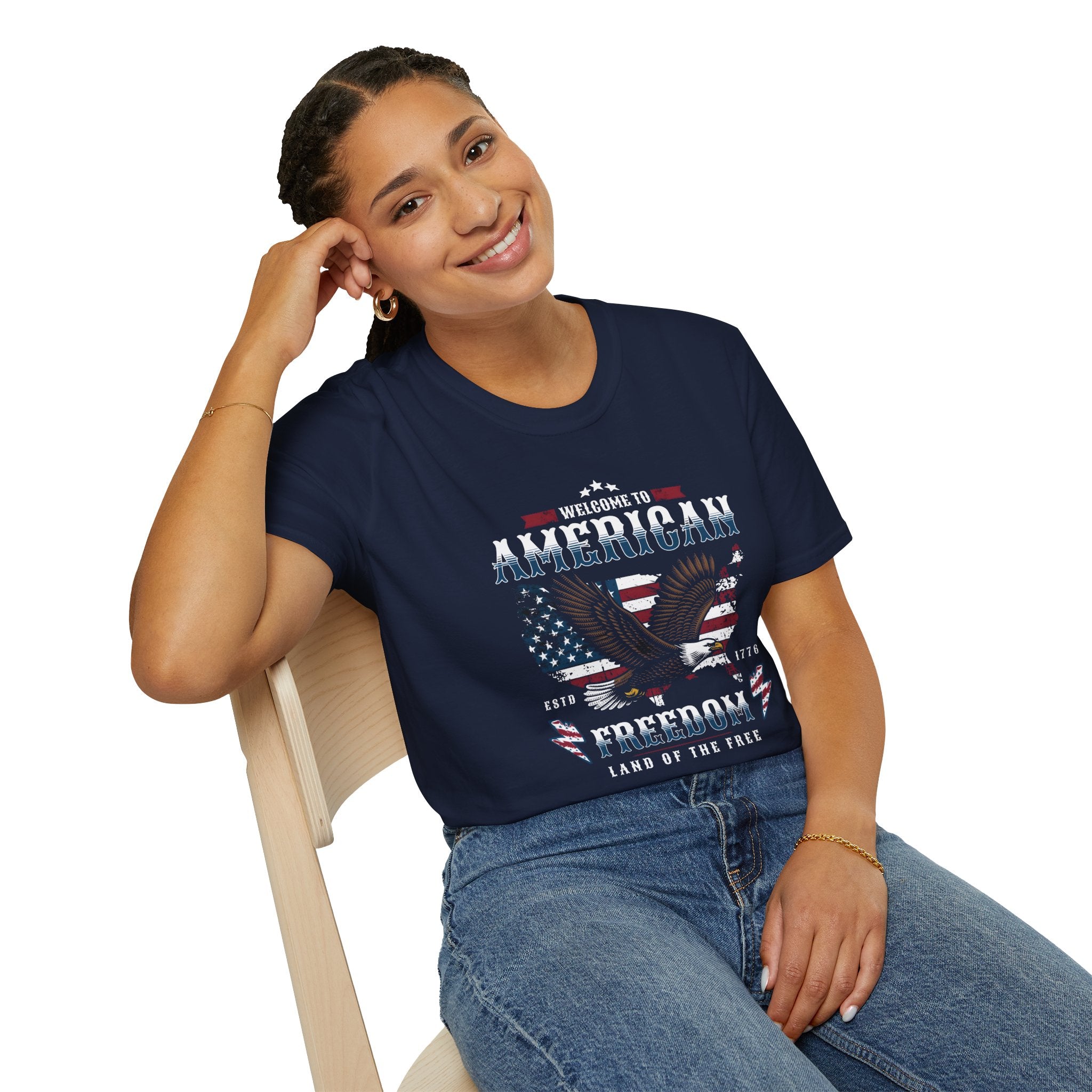 American Freedom Eagle T-Shirt — Distressed Flag Patriotic Tee for 4th of July