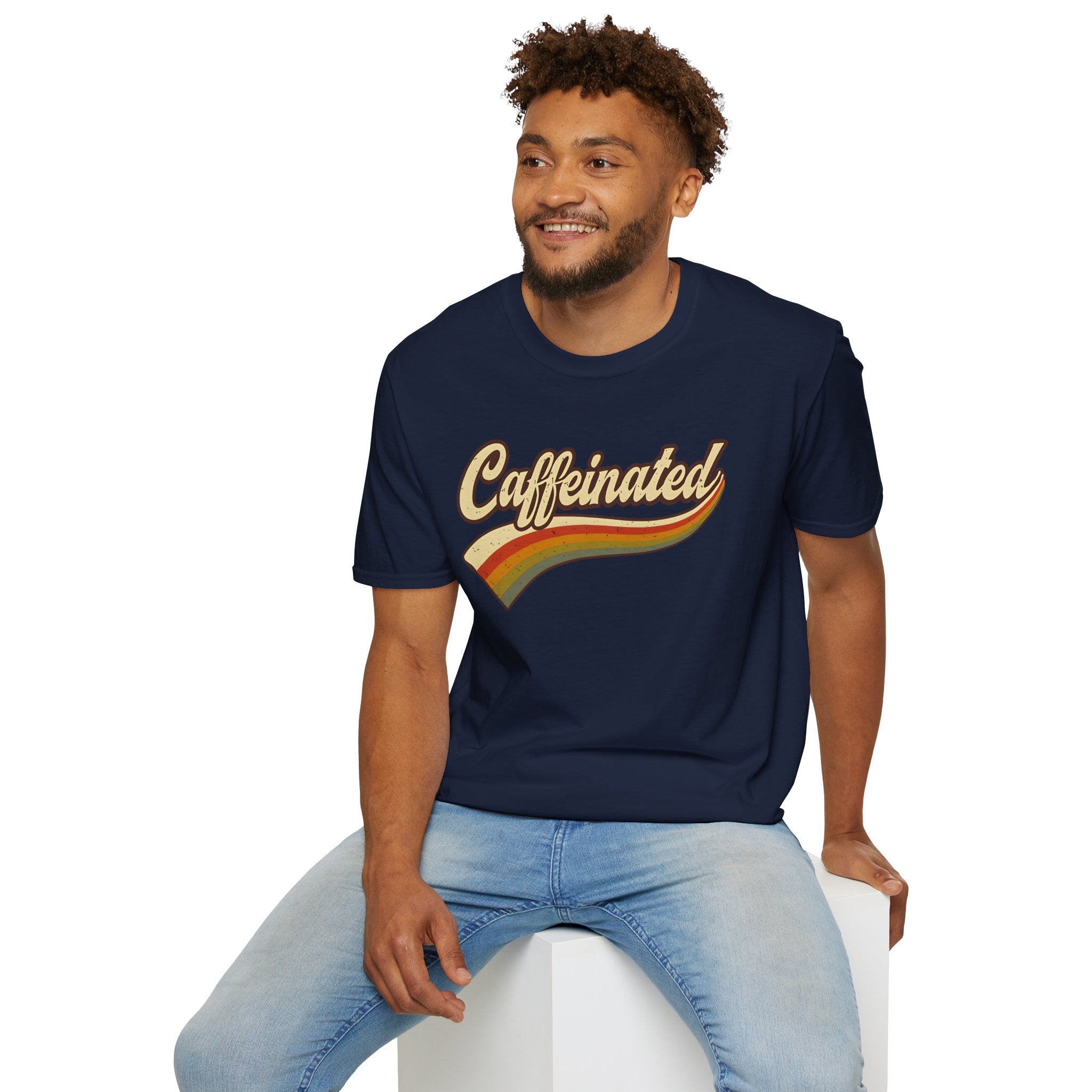 Caffeinated Retro Unisex Softstyle T-Shirt