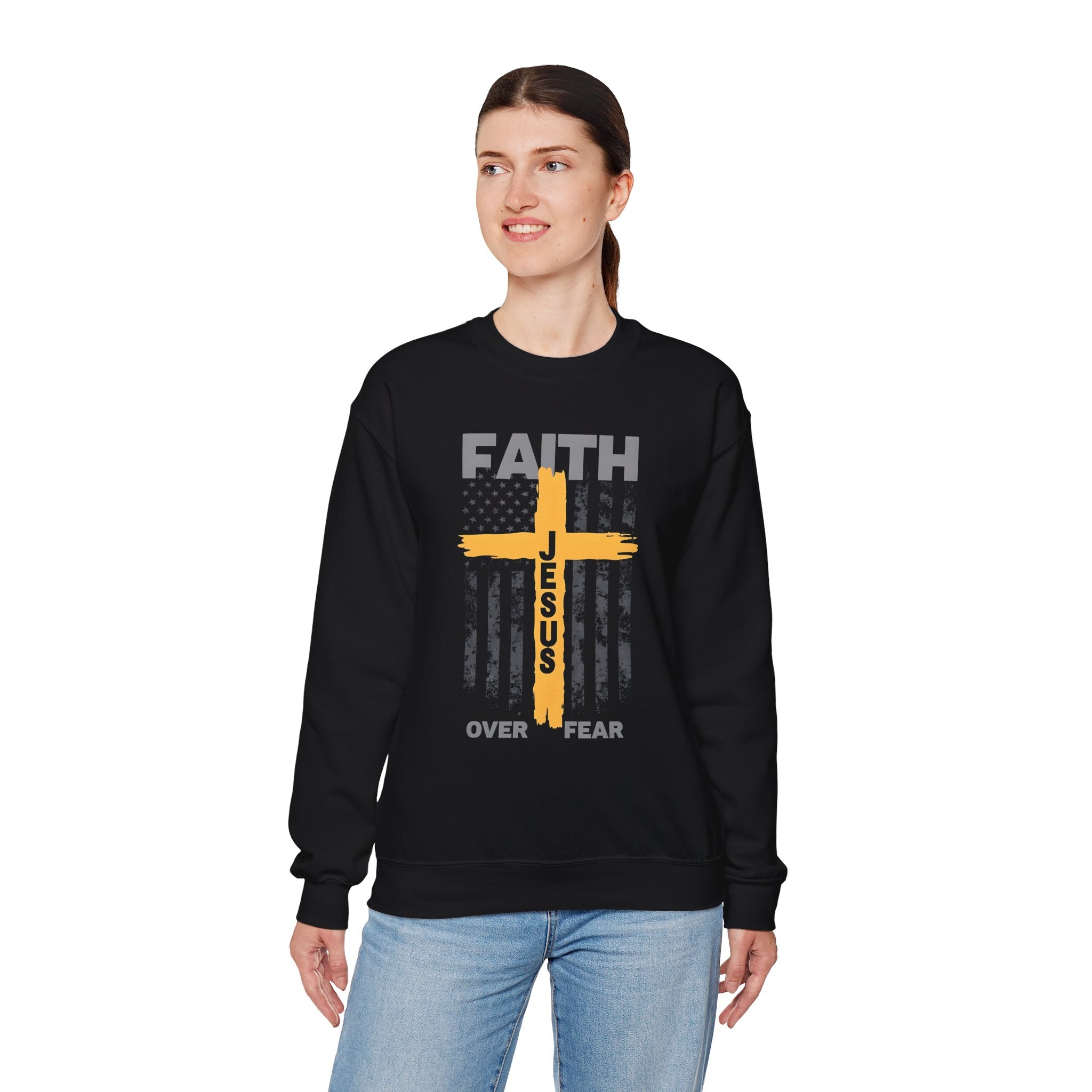 Faith Over Fear Crewneck Sweatshirt, Inspirational Christian Apparel, Unisex Sweatshirt, Religious Gift, Cozy Faith-Based Clothing