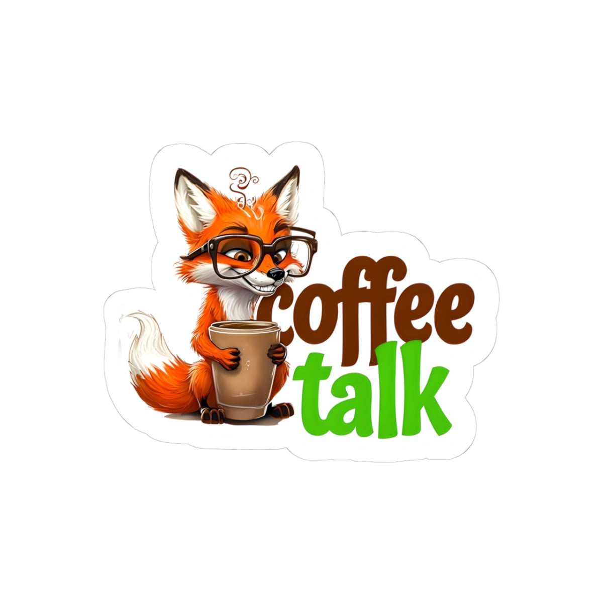 Coffee Talk Fox Kiss-Cut Sticker - Adorable, Fun, and Perfect for Coffee Lovers
