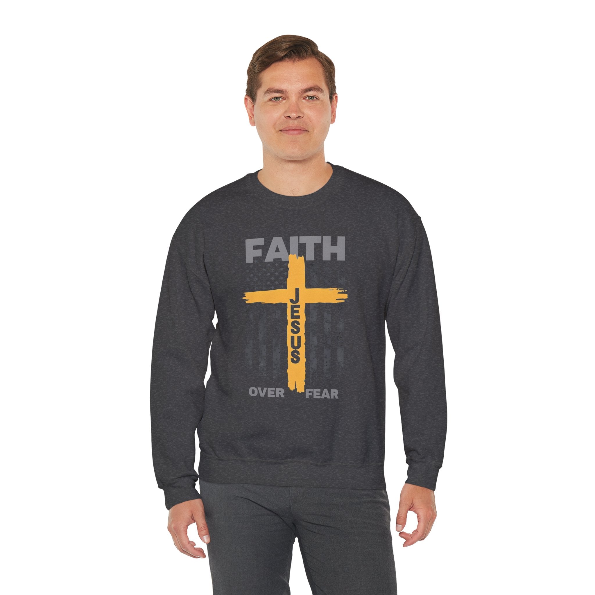 Faith Over Fear Crewneck Sweatshirt, Inspirational Christian Apparel, Unisex Sweatshirt, Religious Gift, Cozy Faith-Based Clothing
